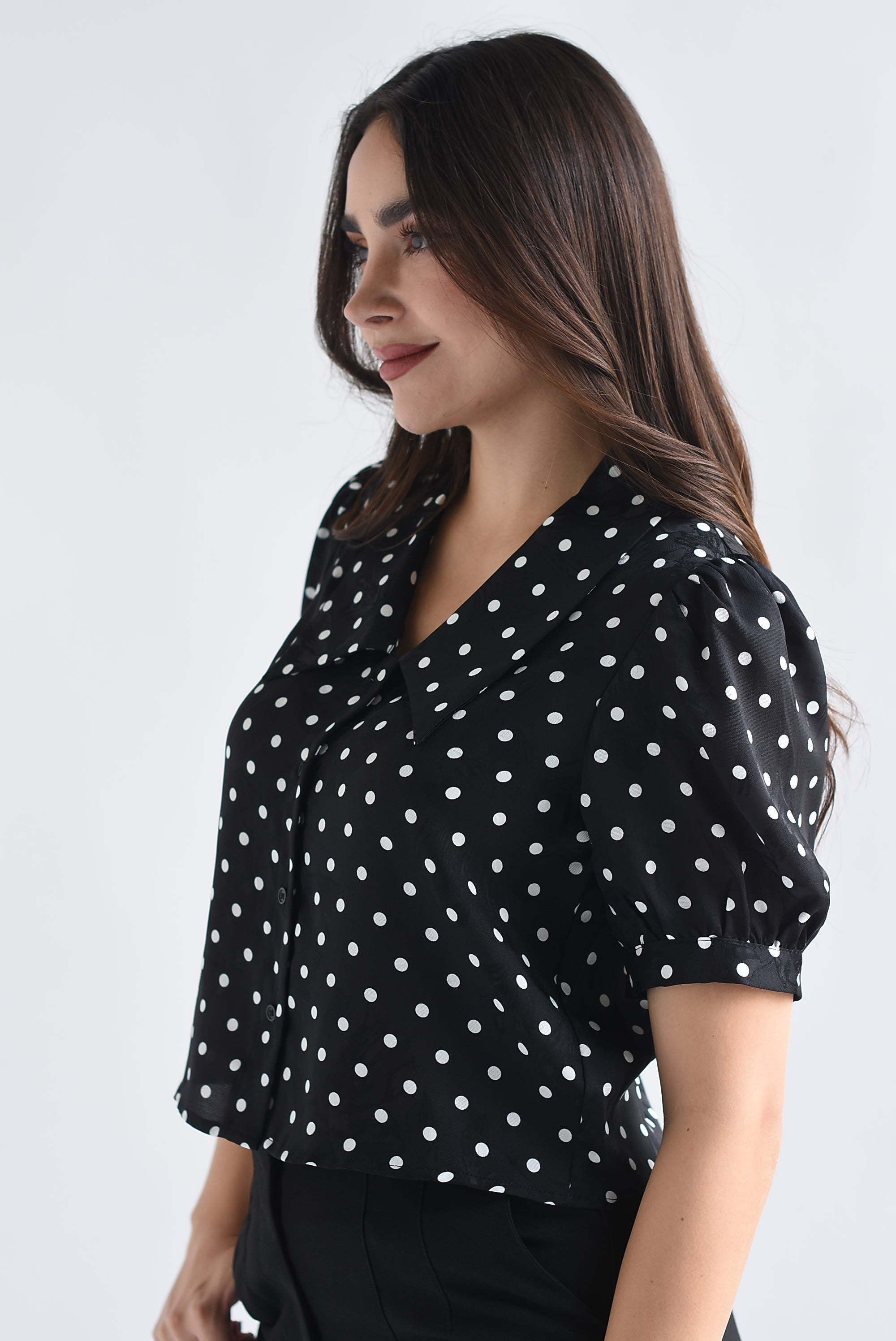 Blusa manga globo polka dots y flores