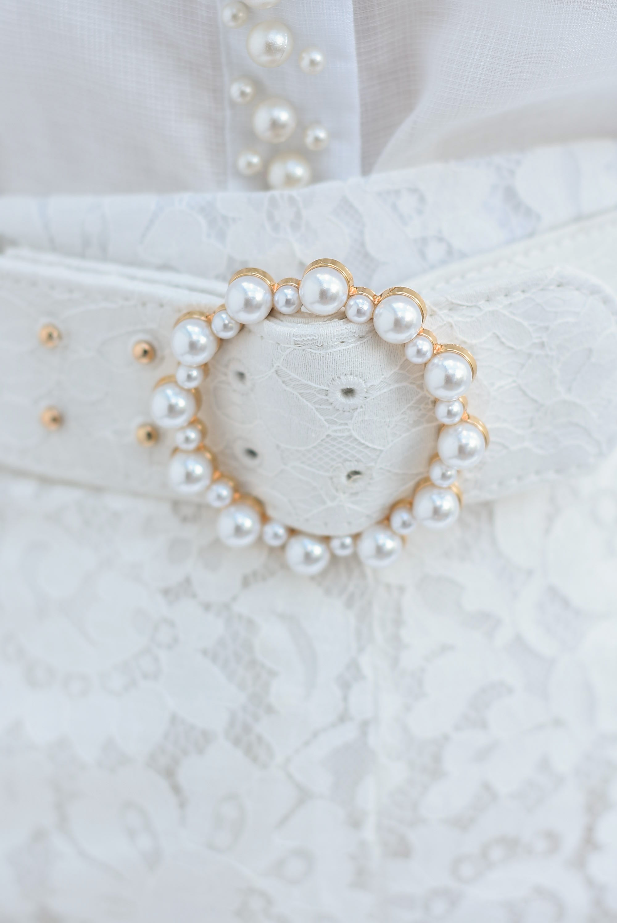 Set Short largo y Camisa perlas Blanco