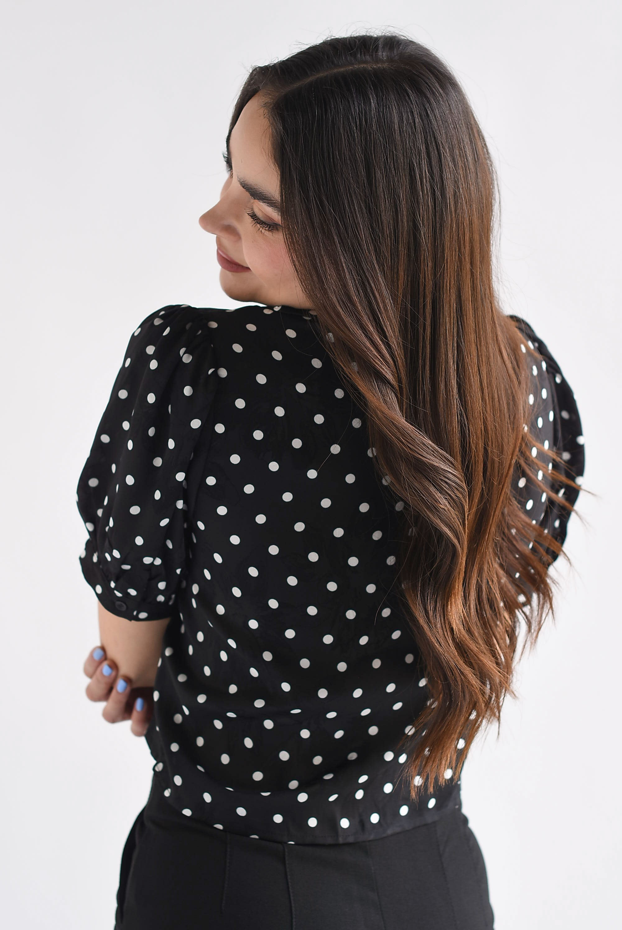 Blusa manga globo polka dots y flores