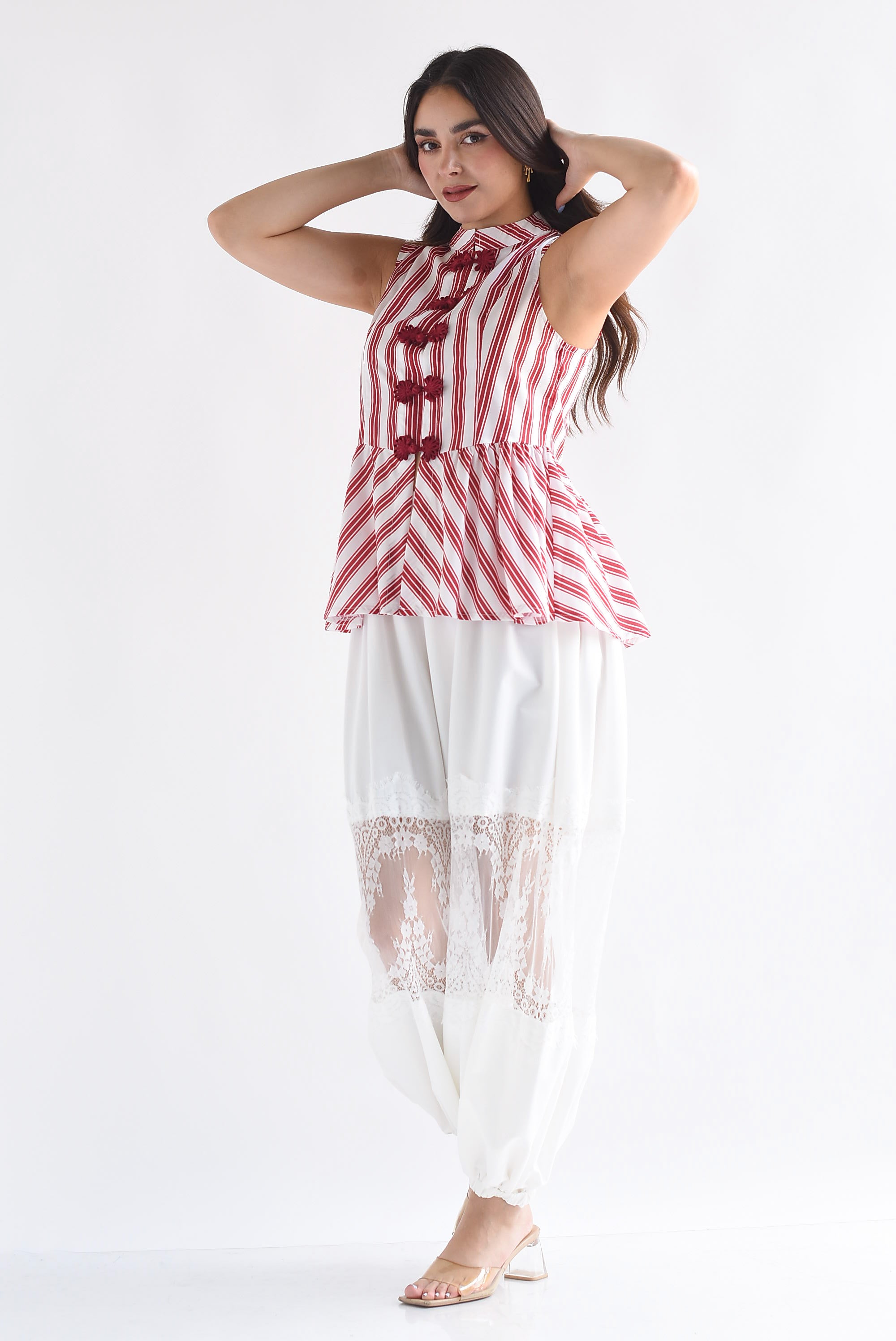 Blusa chinese peplum rayas