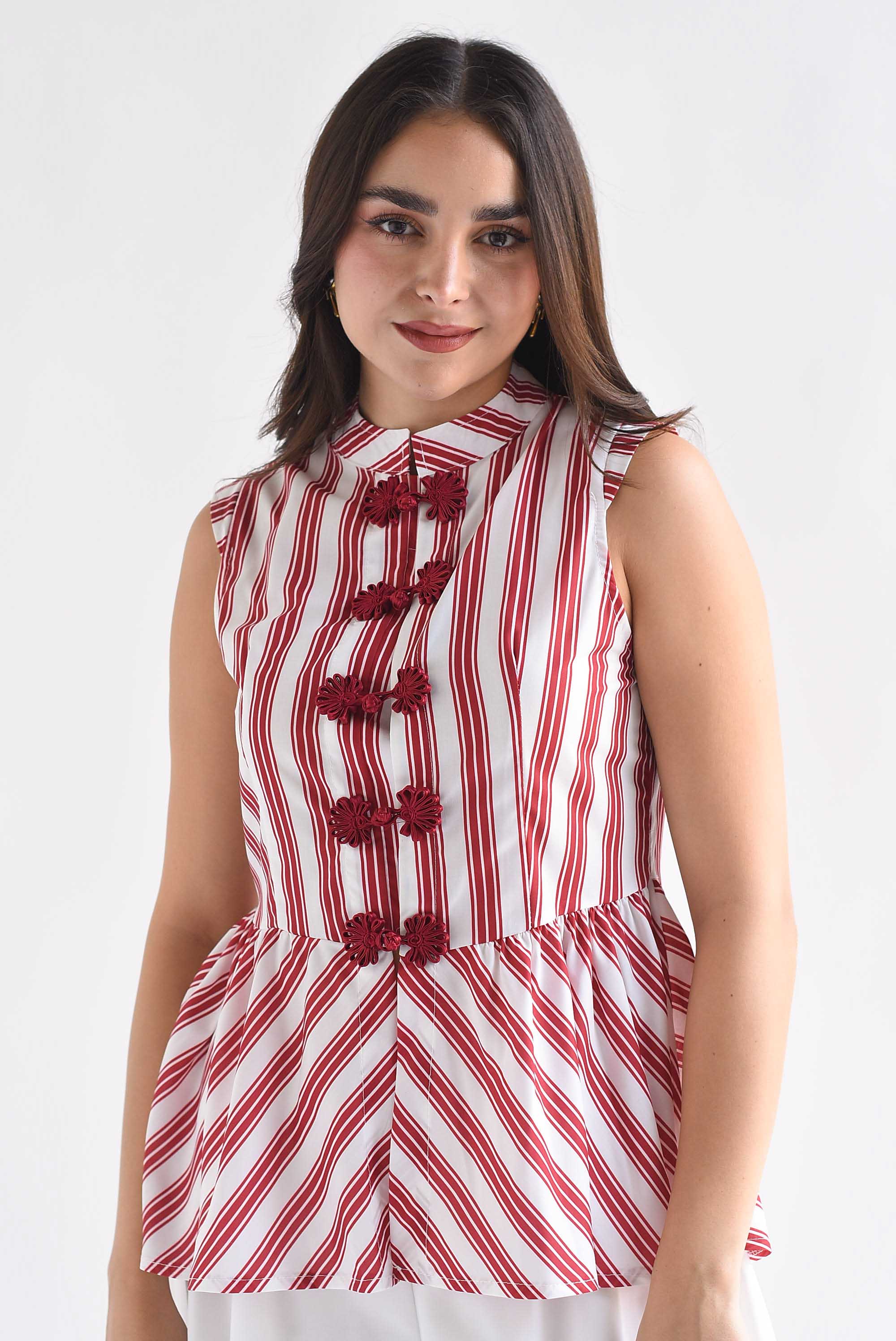 Blusa chinese peplum rayas