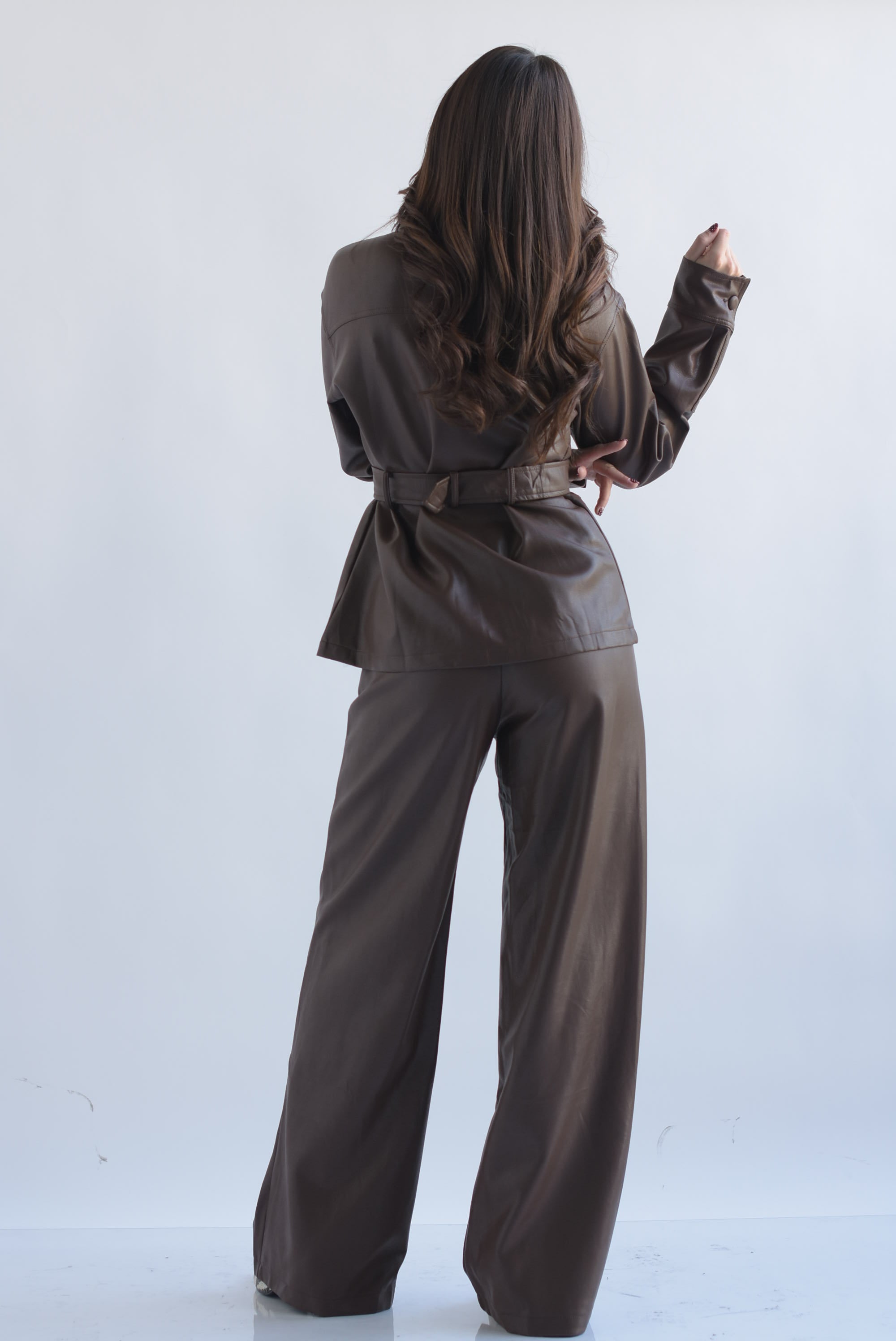 Set Pantalón y Blazer cargo vinipiel Espresso