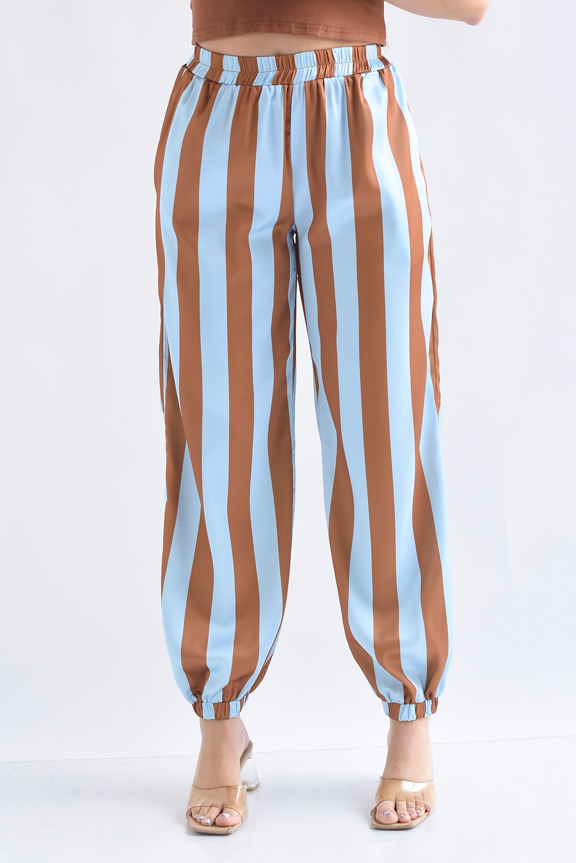 Pantalón globo rayas bitono