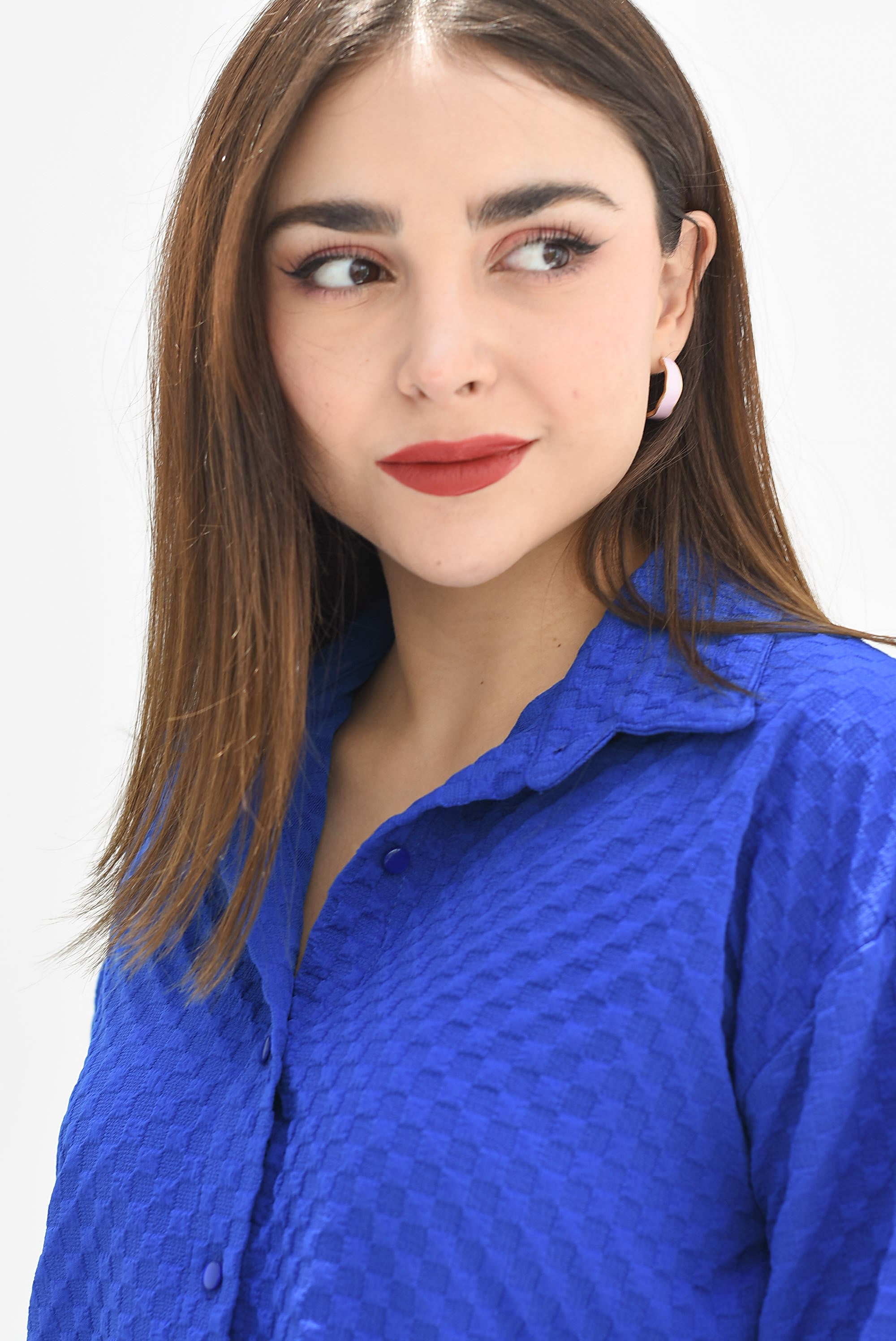 Set Short y Camisa texturizado Azul Rey