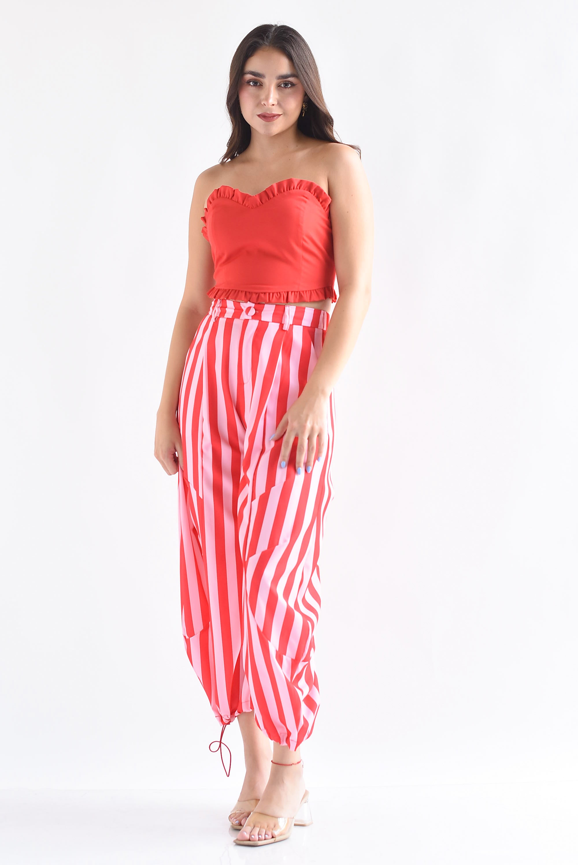 Pantalón barrel rayas bitono