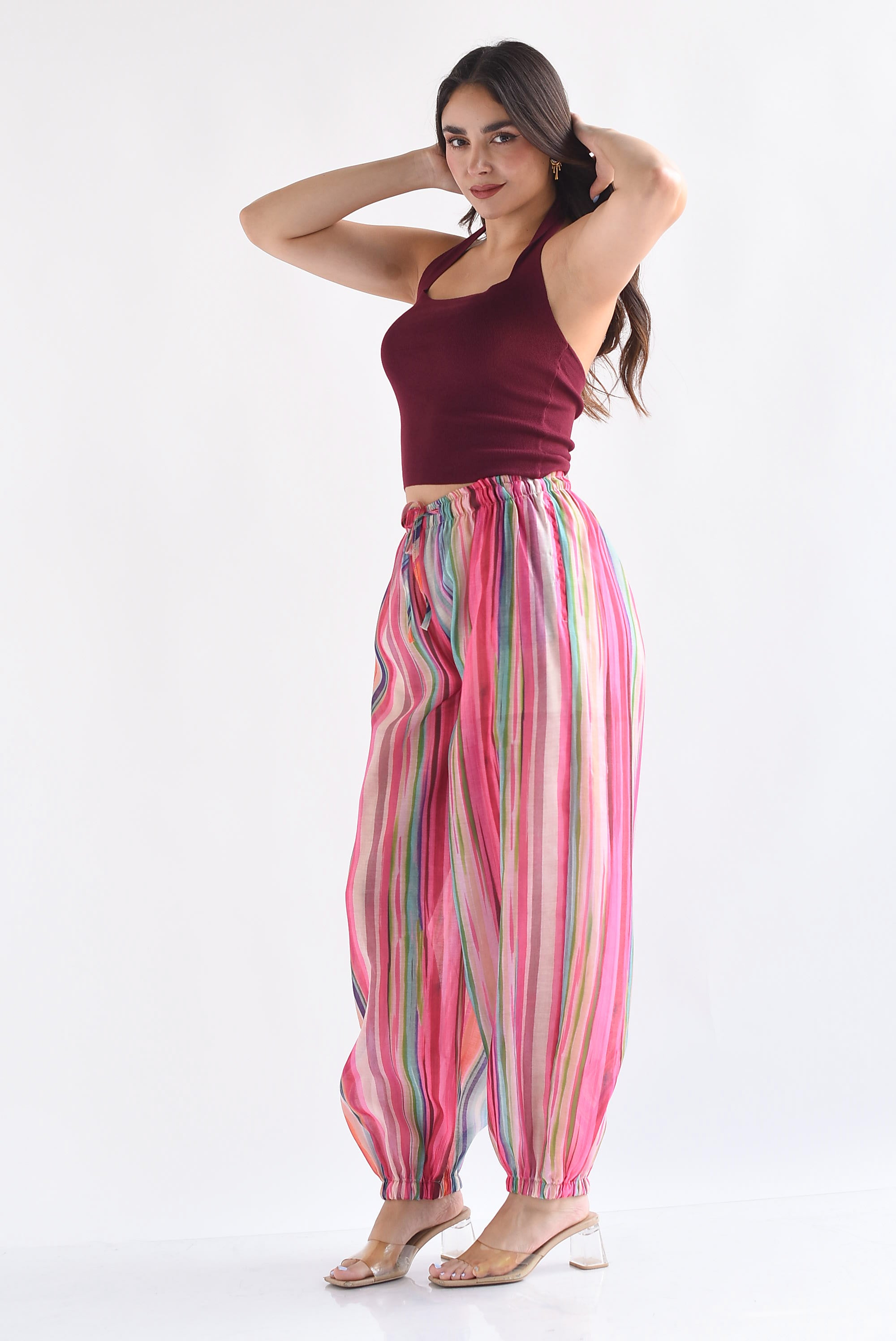 Pantalón globo rayas arcoíris