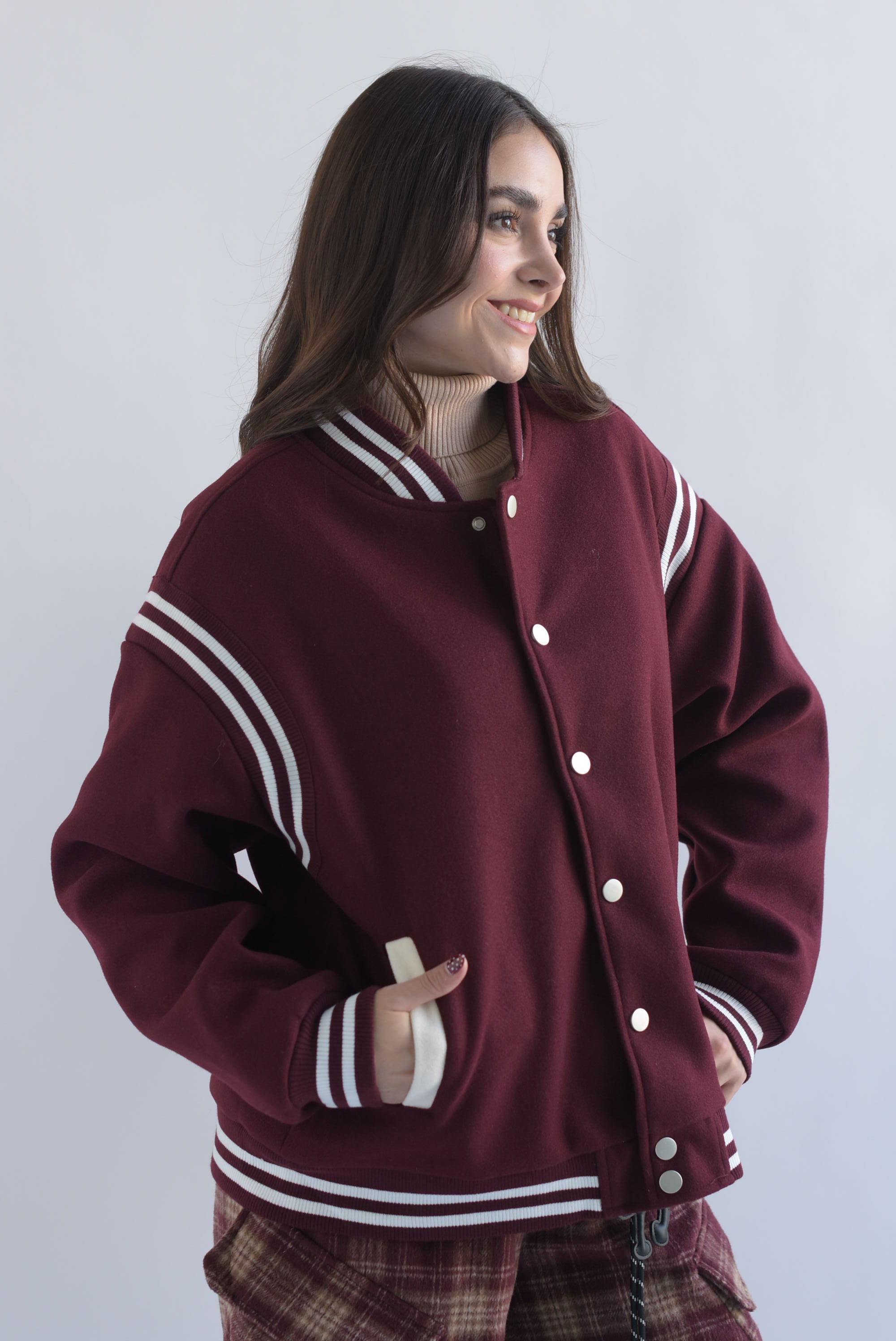 Chamarra bomber felpa track Vino