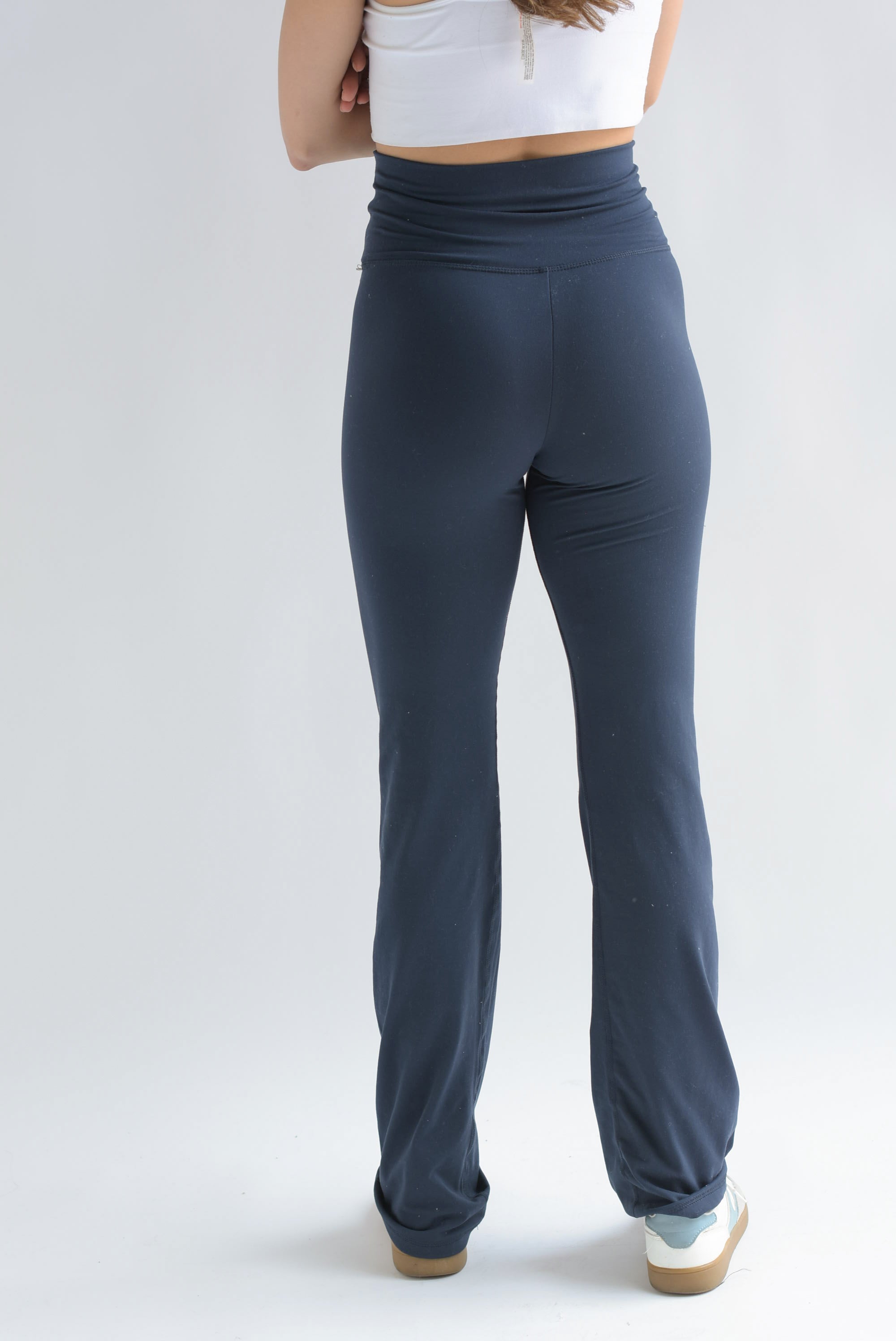 Pantalón flare pretina ancha deportivo Azul Marino