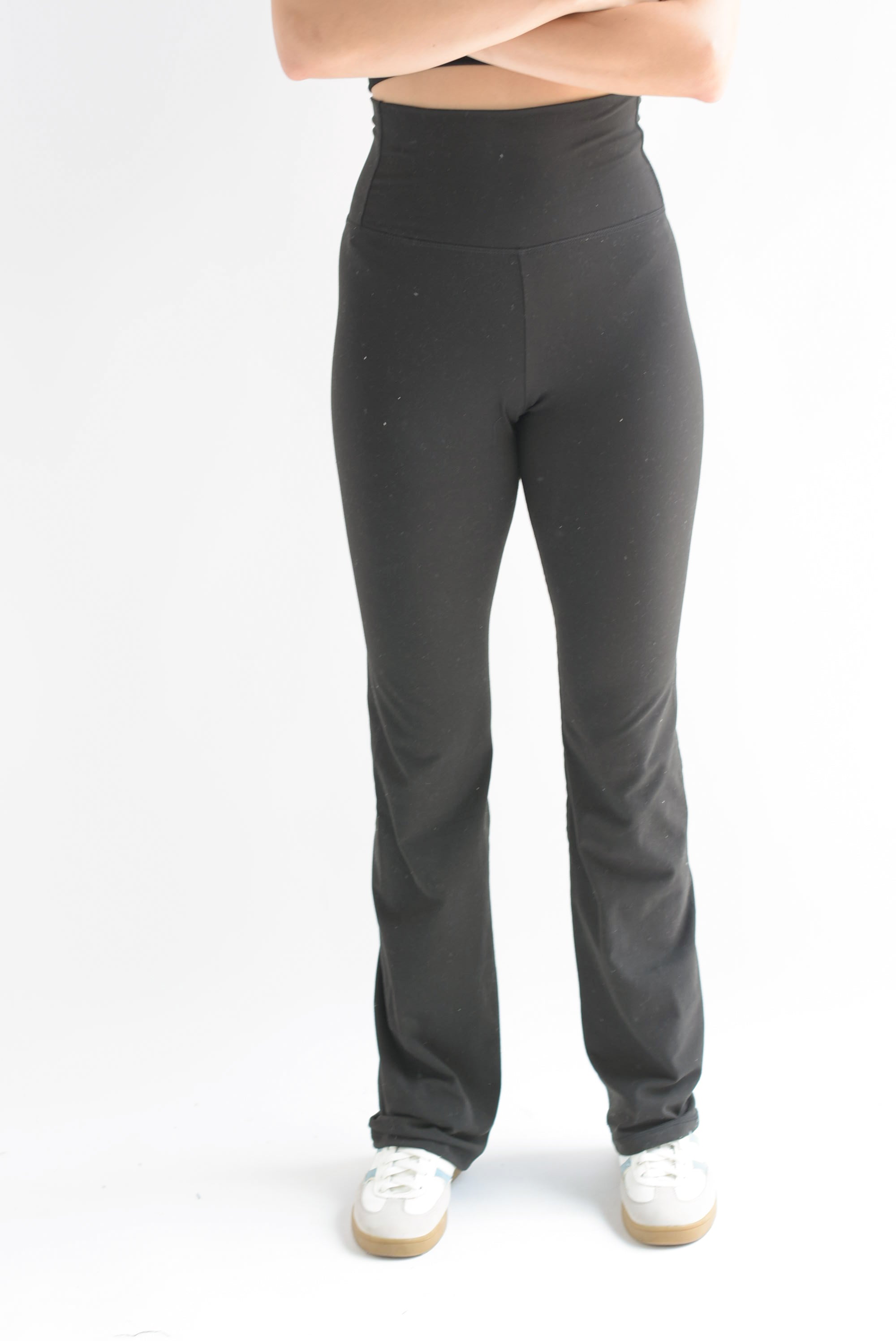 Pantalón flare pretina ancha deportivo Negro