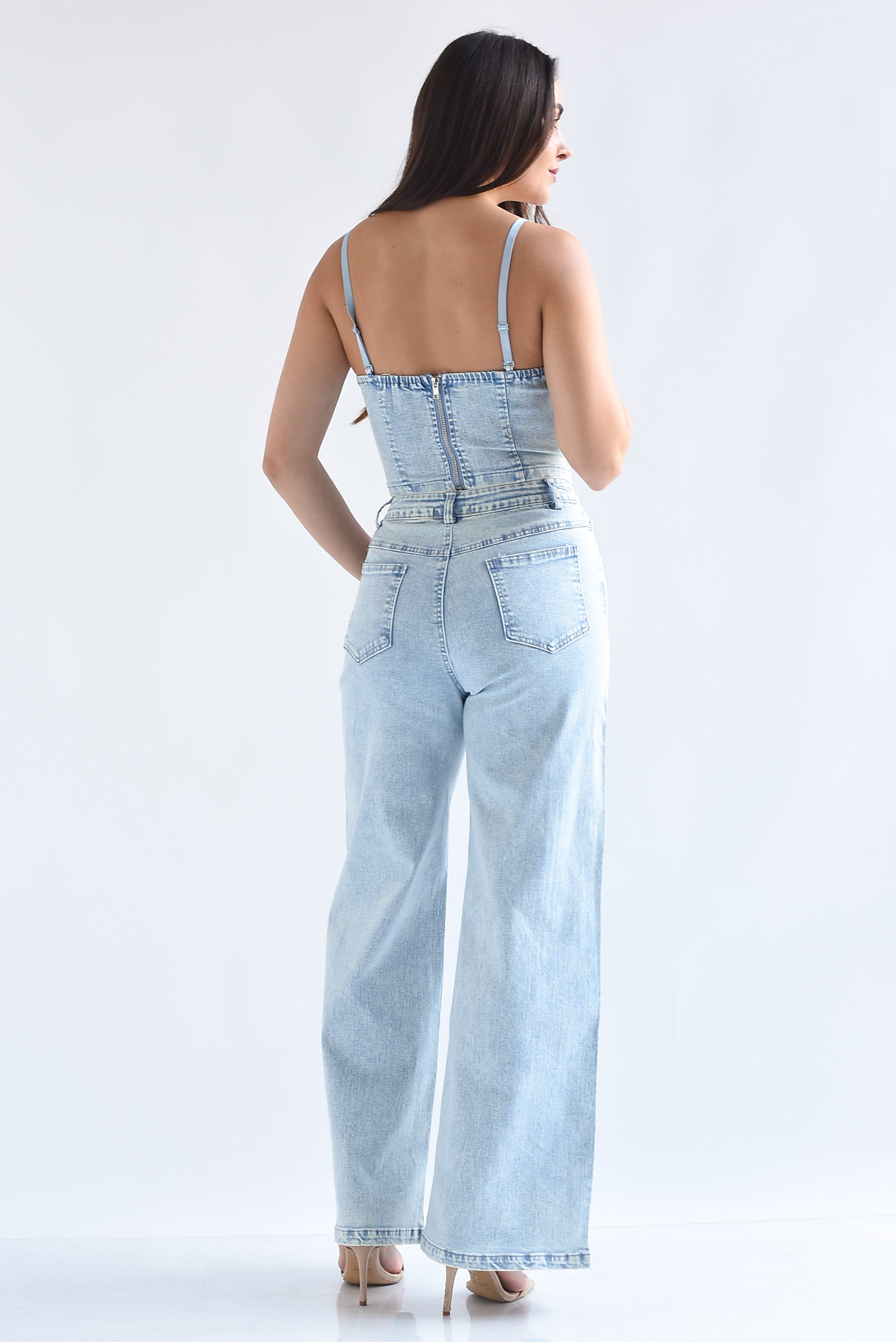Set Jeans y Top corset Denim lluvia brillos
