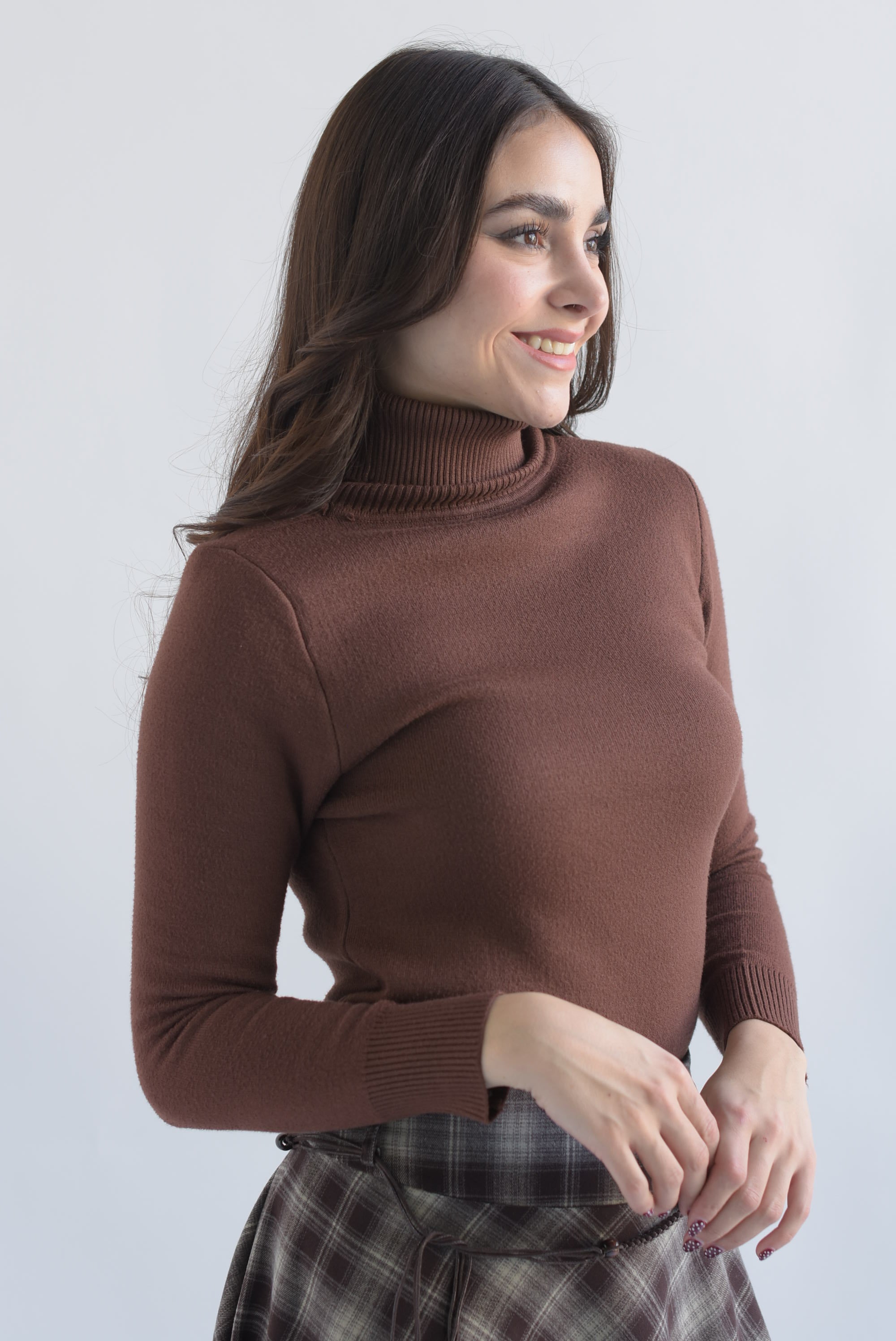 Sweater térmico cuello alto Café