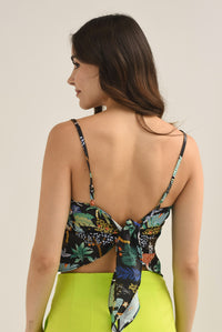 Fashion Styled Top tirantes nudo espalda Tropical Negro