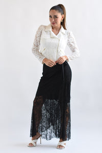 Fashion Styled Falda olán cinta encaje Negro