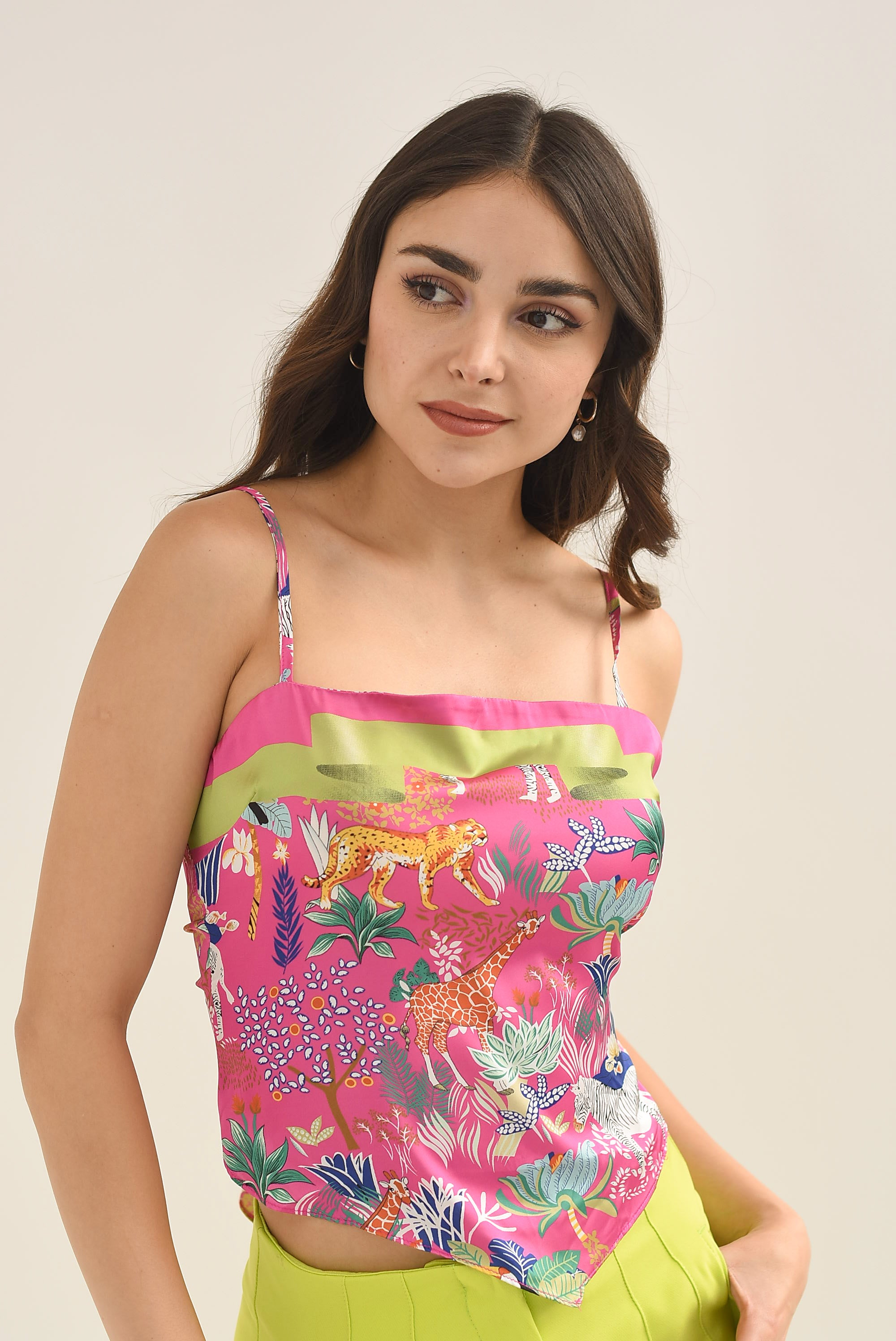 Top tirantes nudo espalda Tropical Rosa