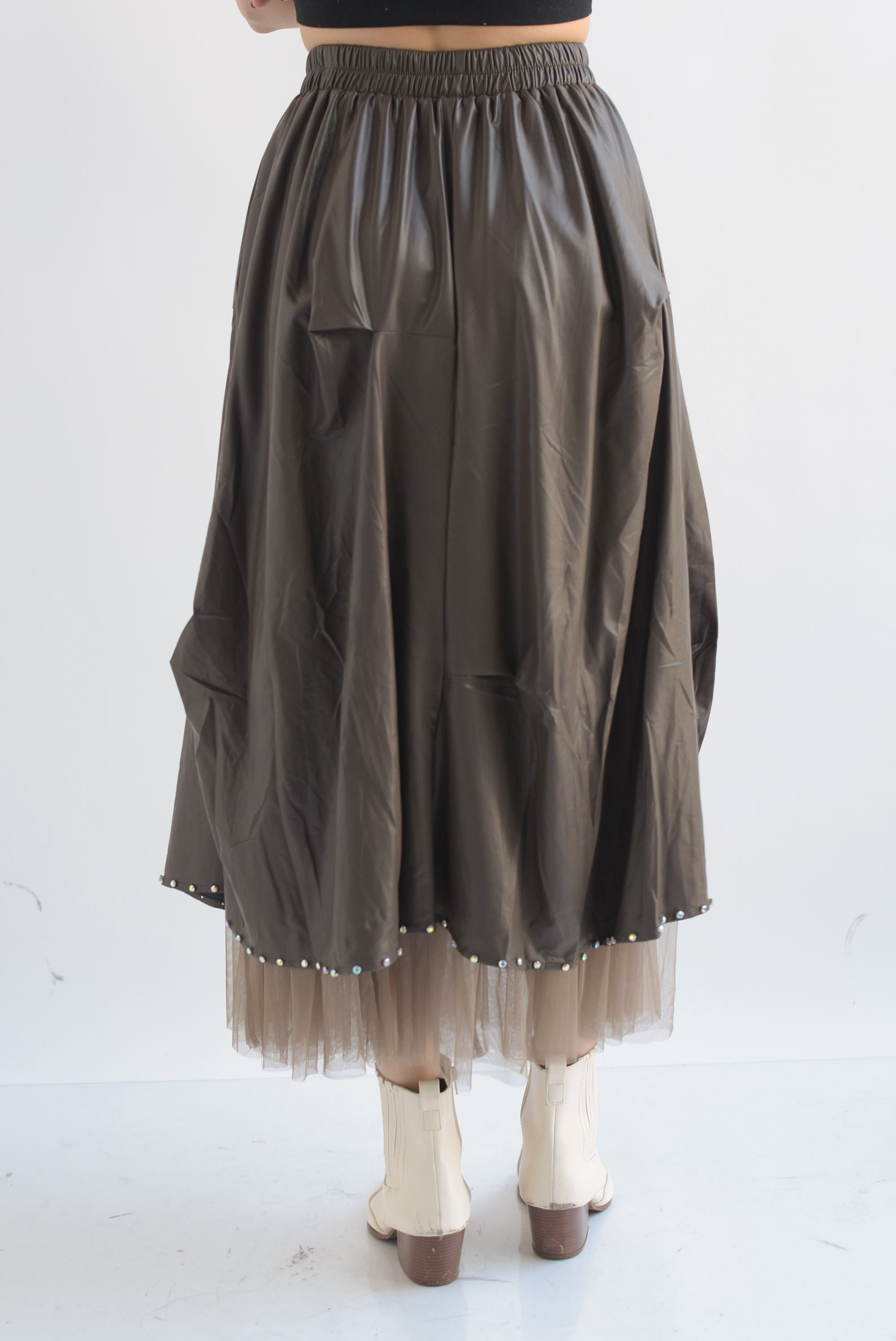 Falda vinipiel olán tulle Espresso