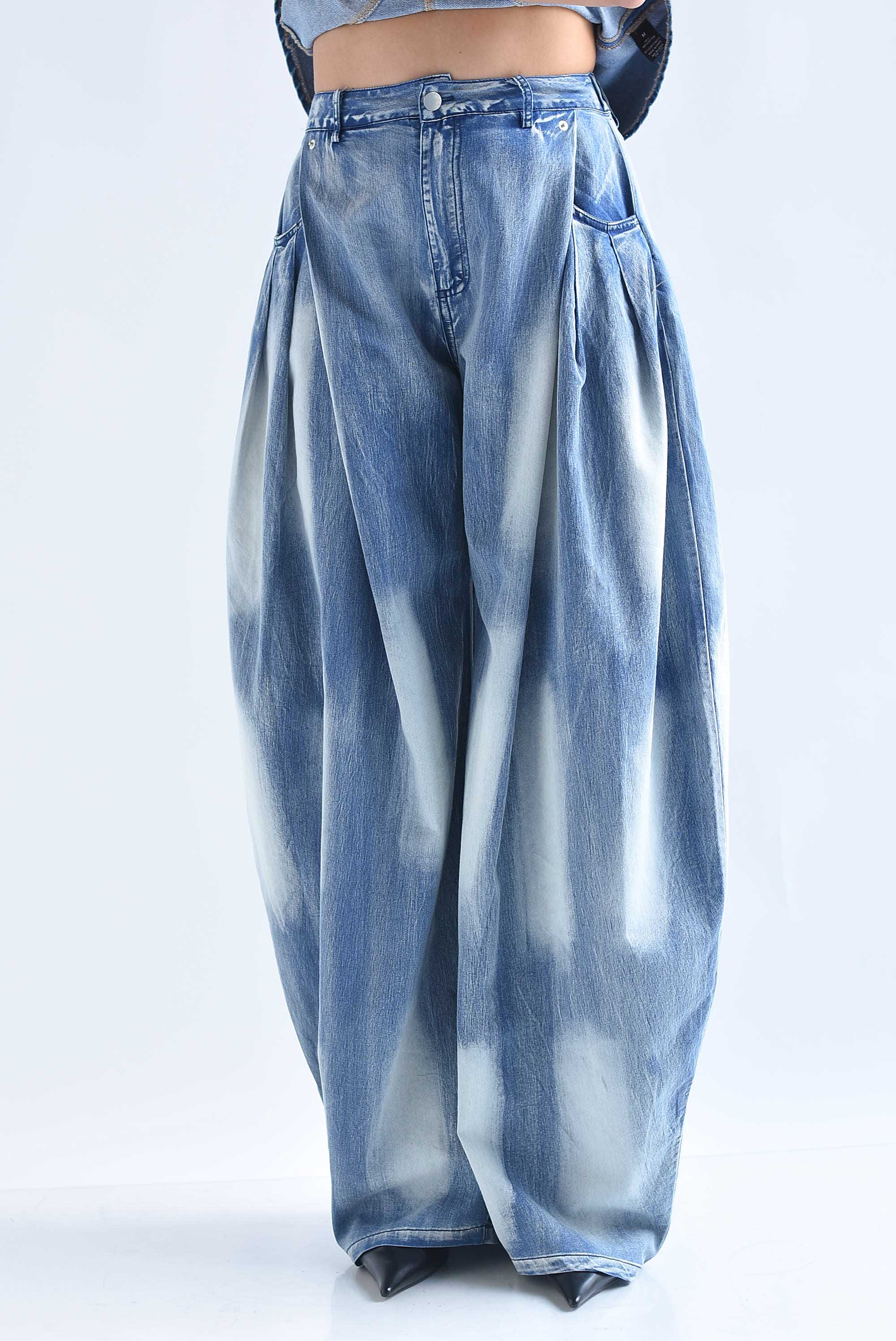 Jeans barrel pinzas acidwash
