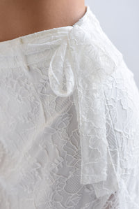 Fashion Styled Falda olán cinta encaje Blanco