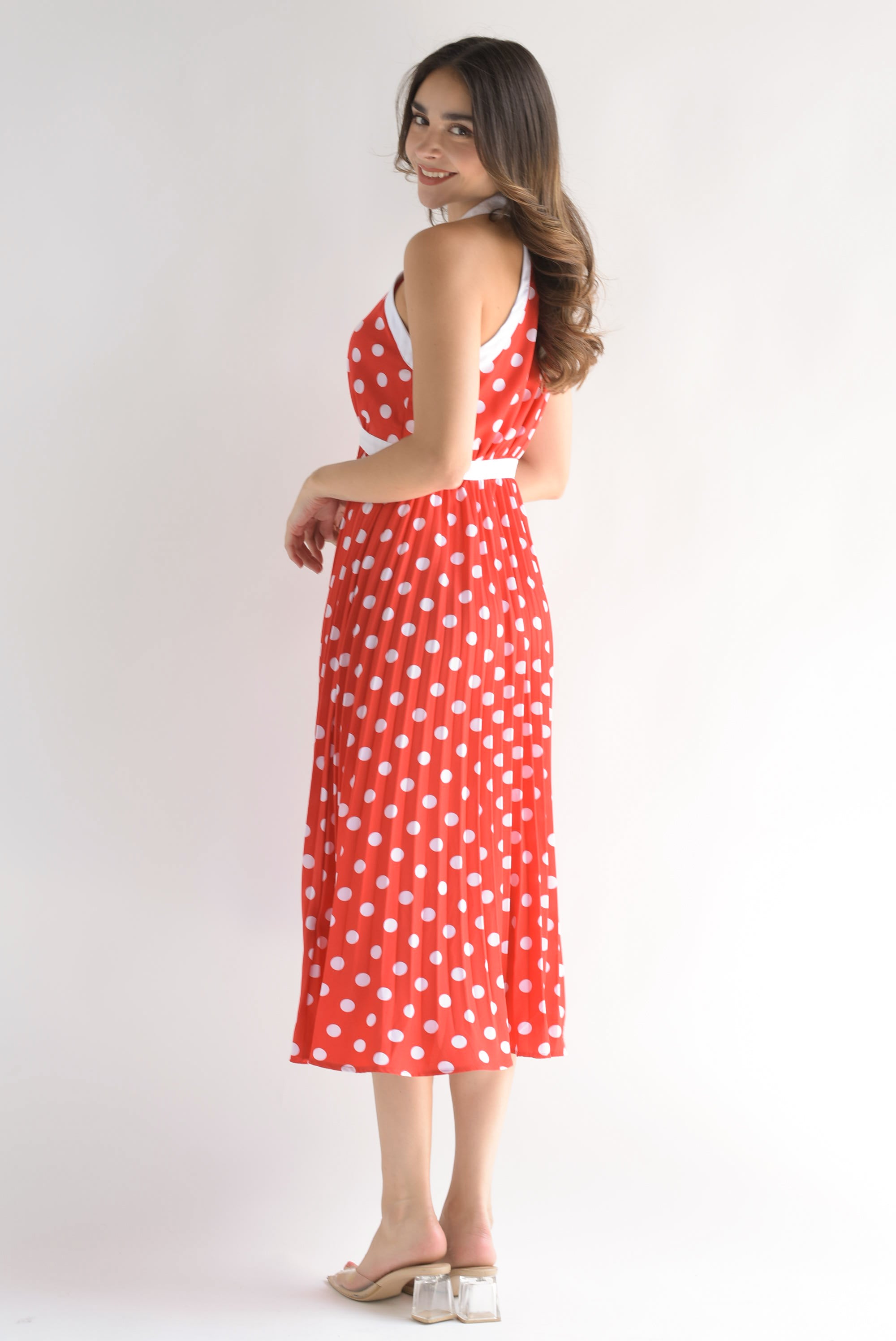 Vestido halter lunares Rojo