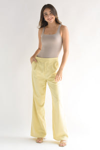 Fashion Styled Pantalón de vestir Amarillo Mantequilla