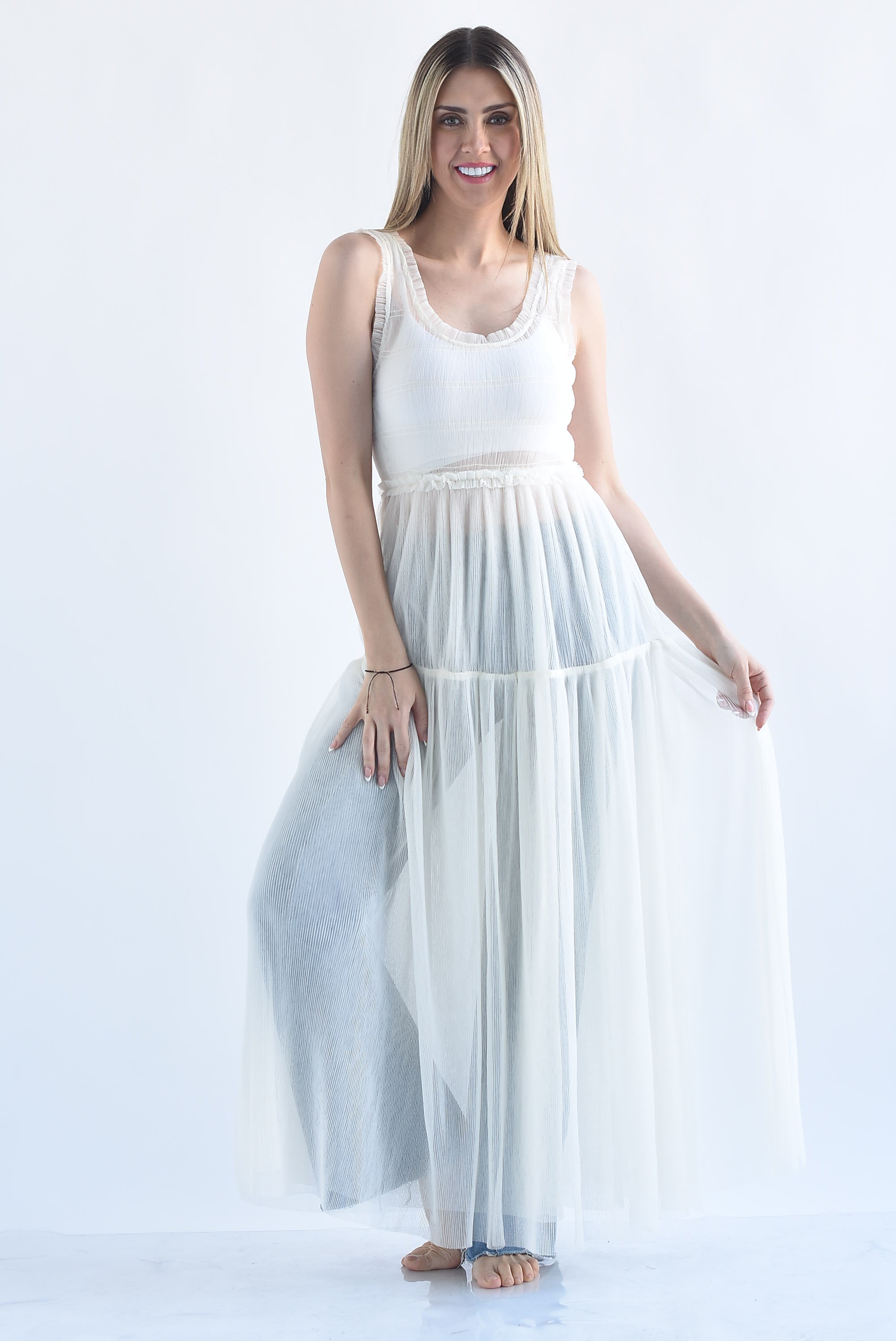 Vestido tulle texturizado