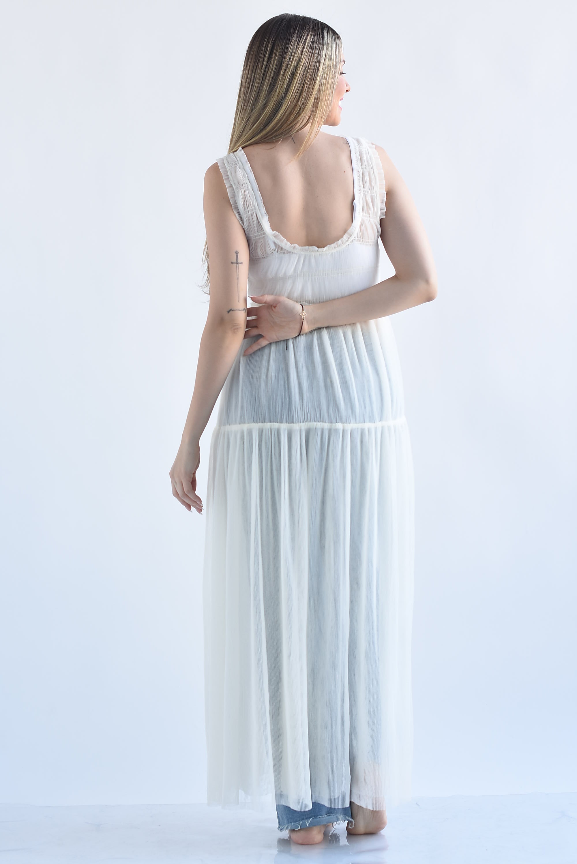 Vestido tulle texturizado