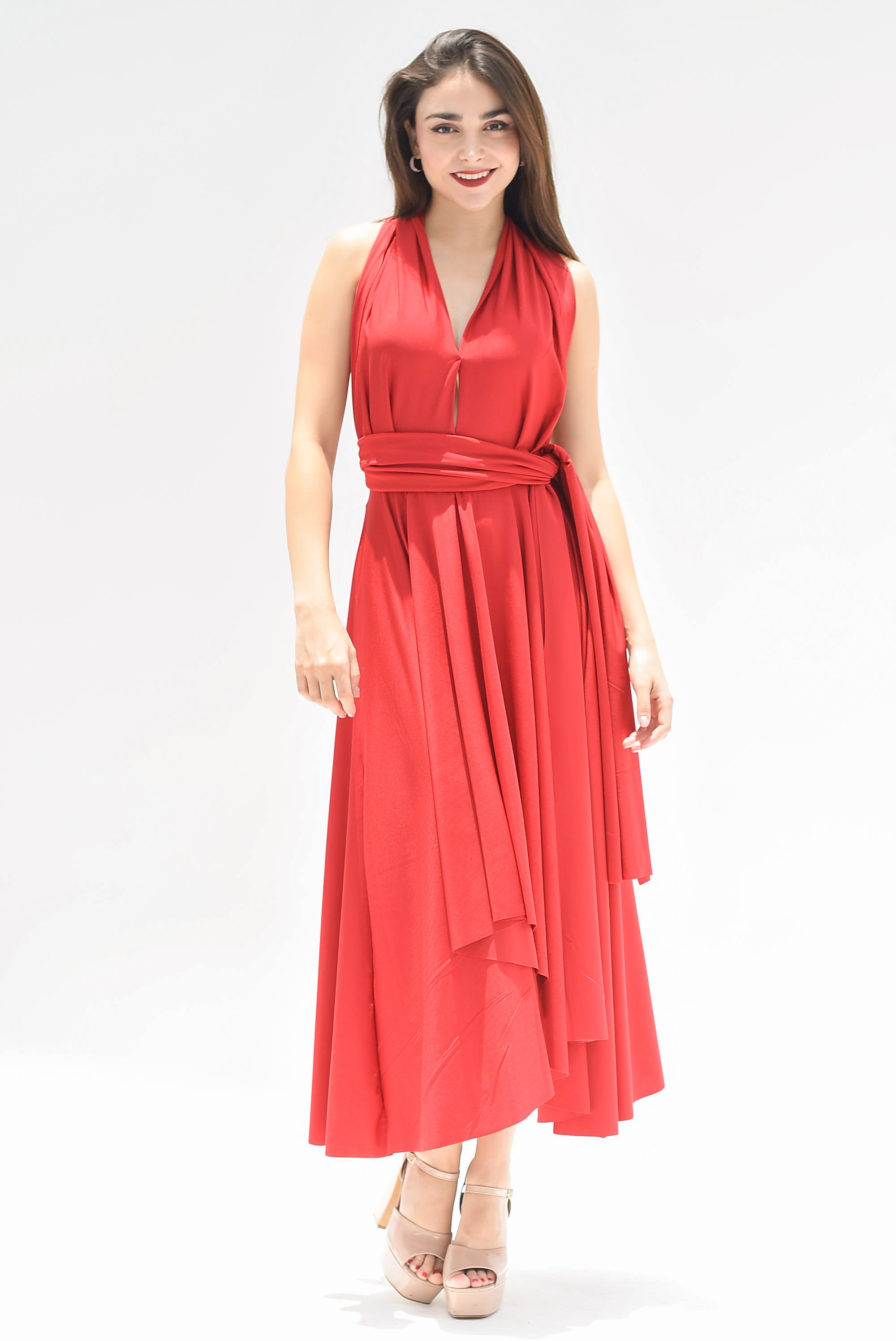 Vestido asimétrico Multiformes Rojo