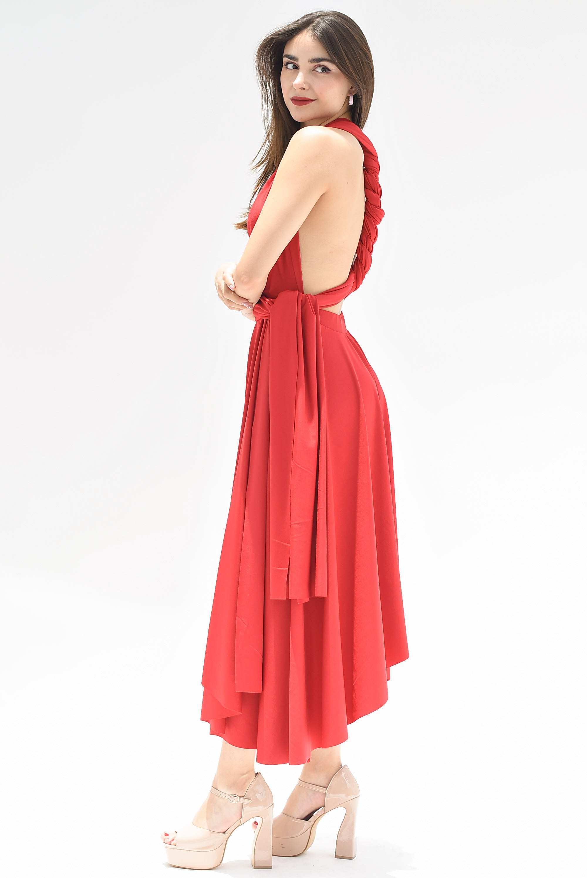Vestido asimétrico Multiformes Rojo