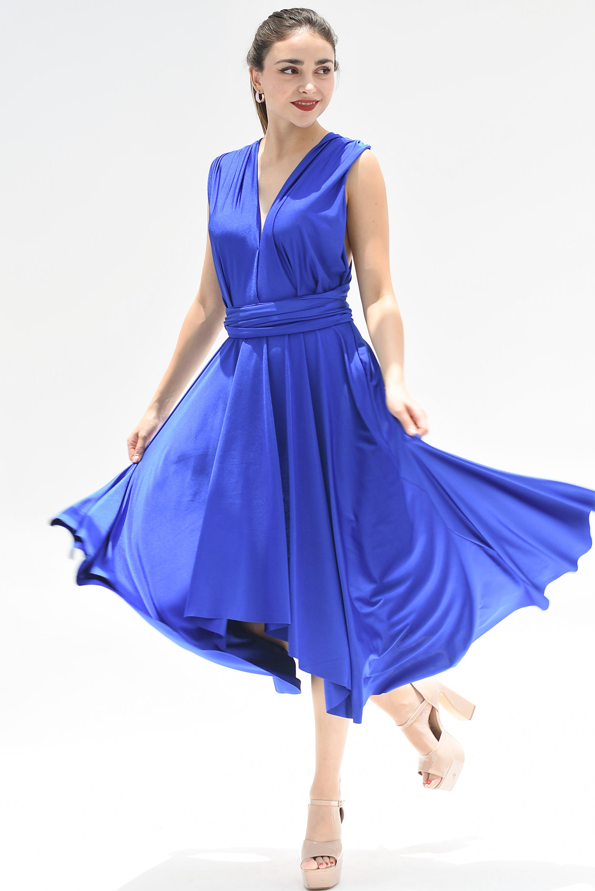 Vestido asimétrico Multiformes Azul Rey