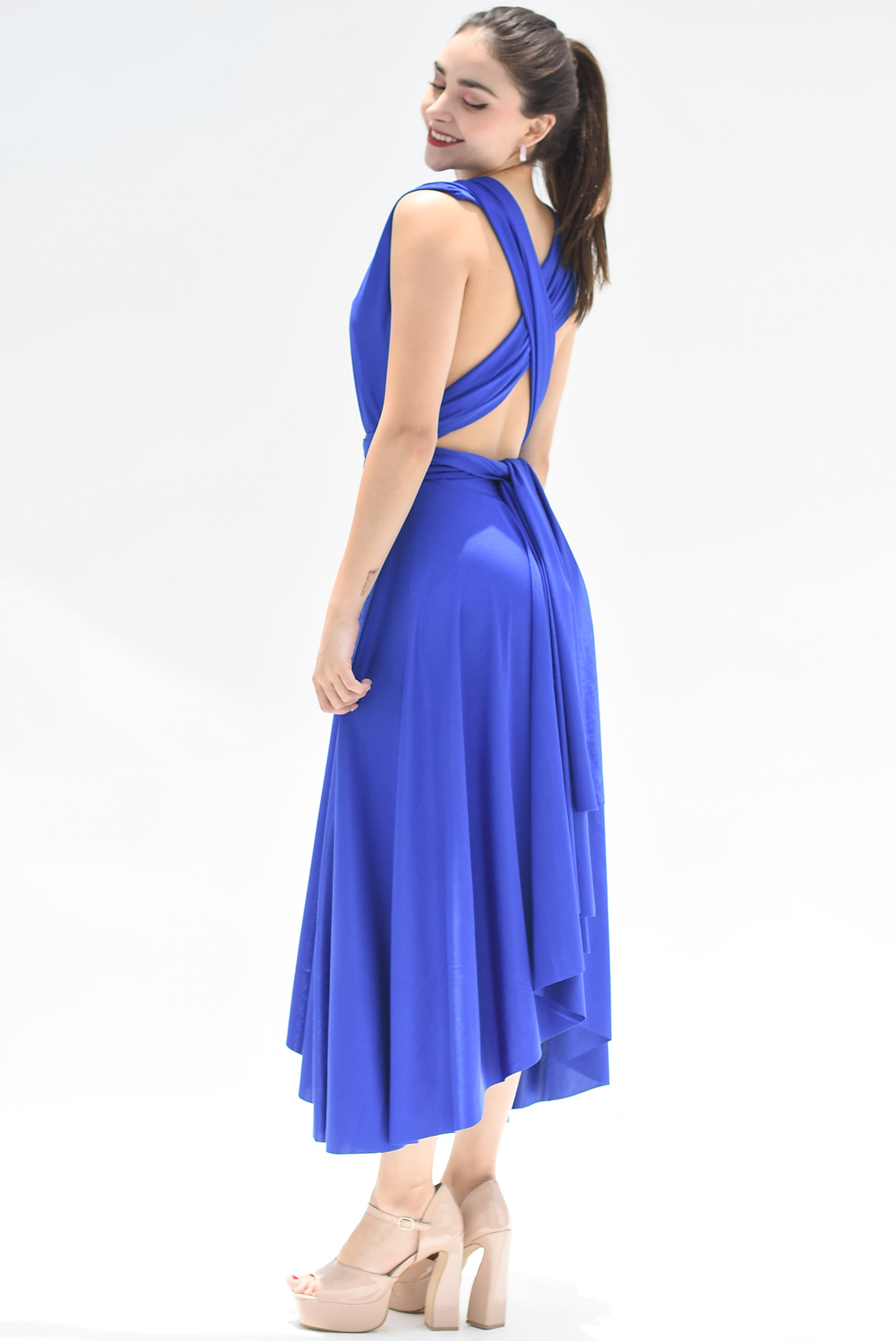 Vestido asimétrico Multiformes Azul Rey