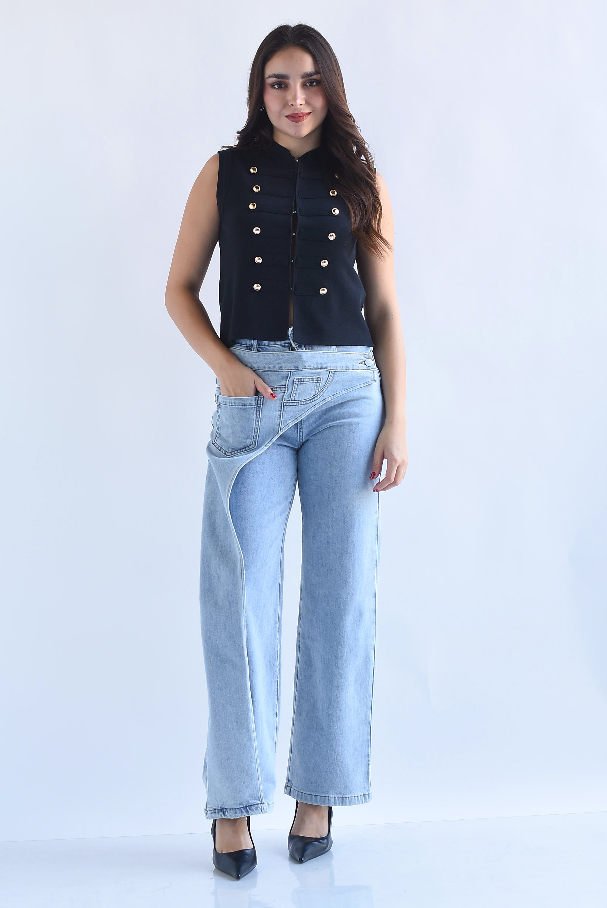 Blusa punto tipo chaleco militar