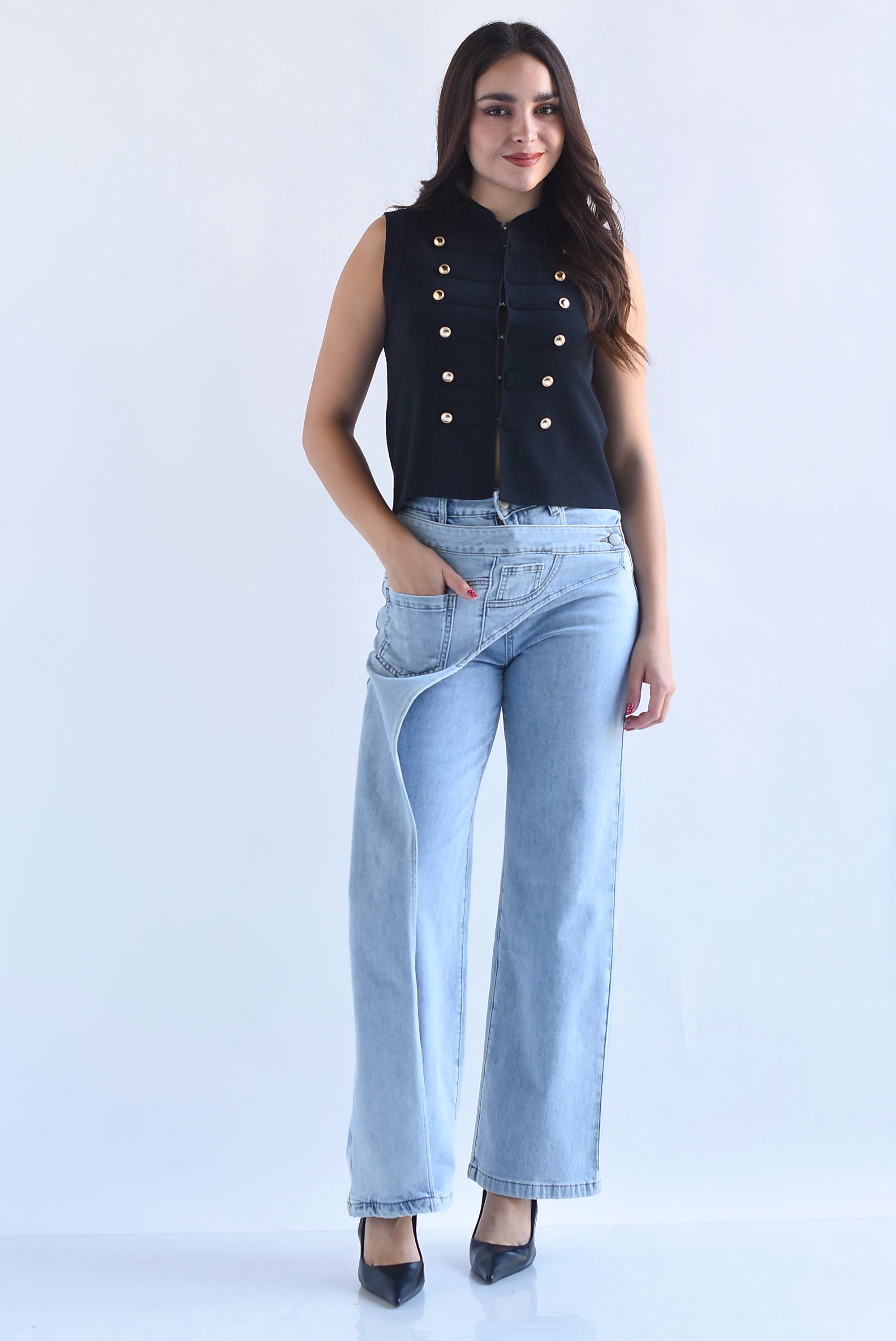 Blusa punto tipo chaleco militar