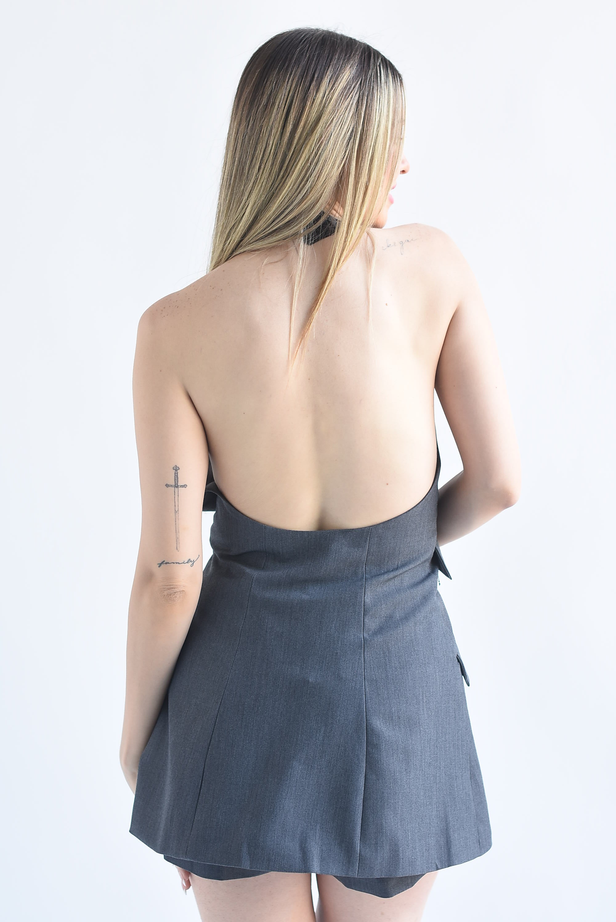 Set Short y Chaleco vestido halter