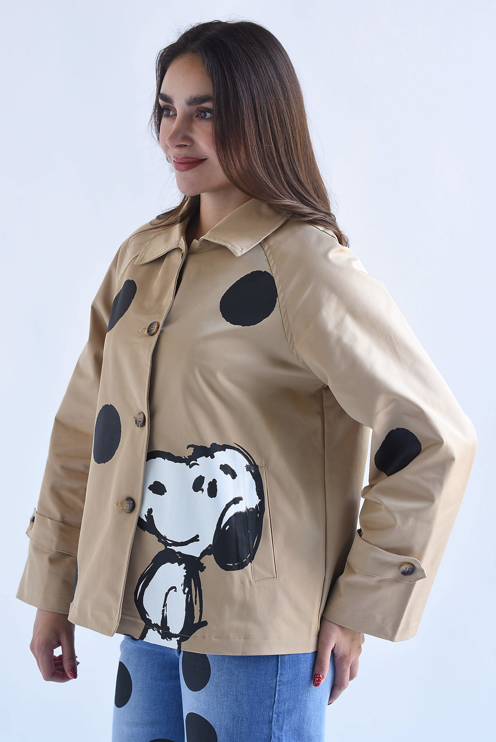 Gabardina crop SNOOPY polka dots
