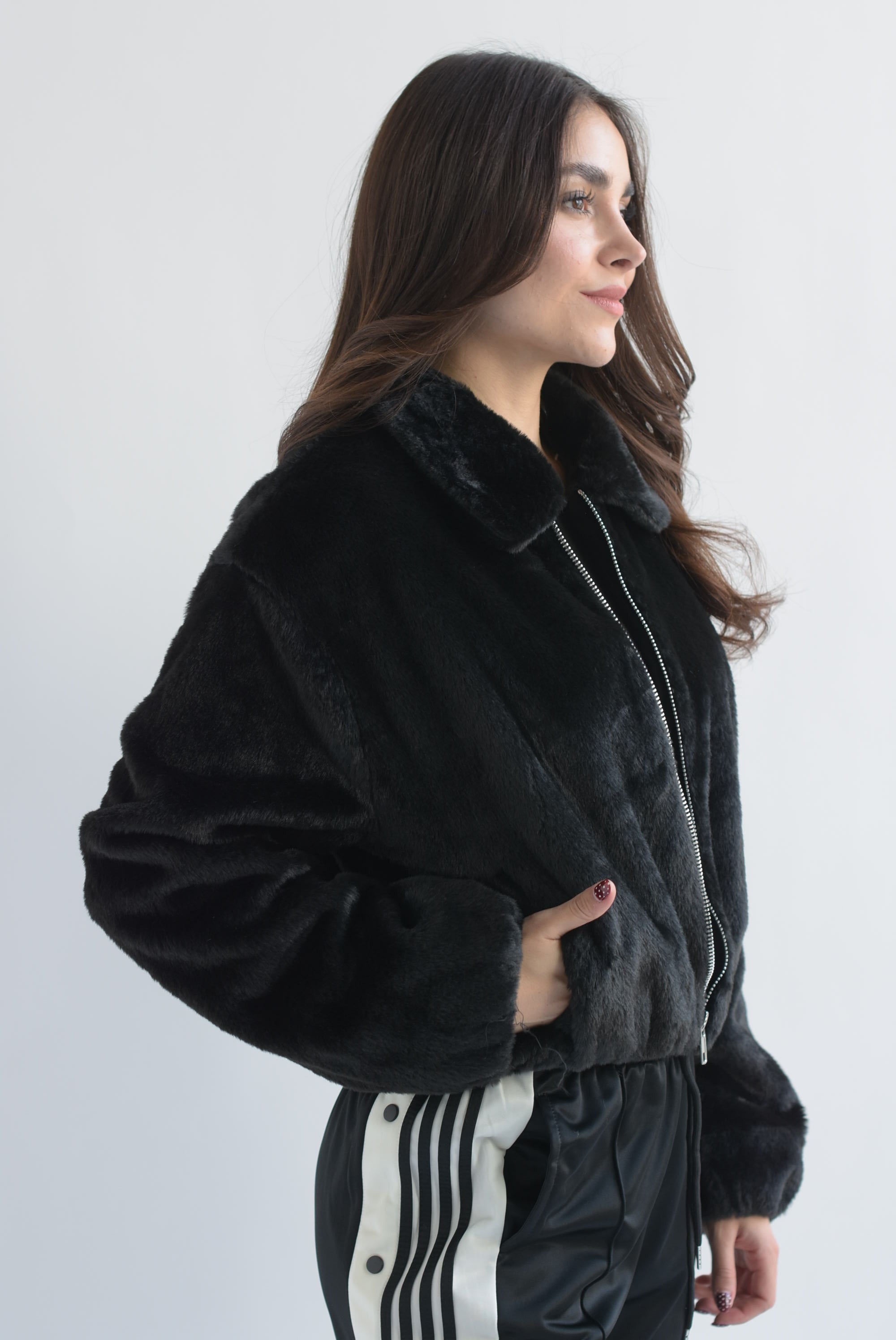 Chamarra bomber fur Negro