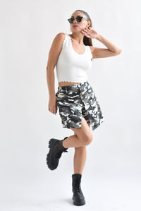 Fashion Styled Skort camuflaje Gris