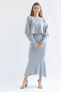 Fashion Styled Set Falda y Sweater punto ochos Gris