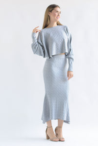 Fashion Styled Set Falda y Sweater punto ochos Gris