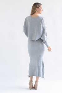 Fashion Styled Set Falda y Sweater punto ochos Gris
