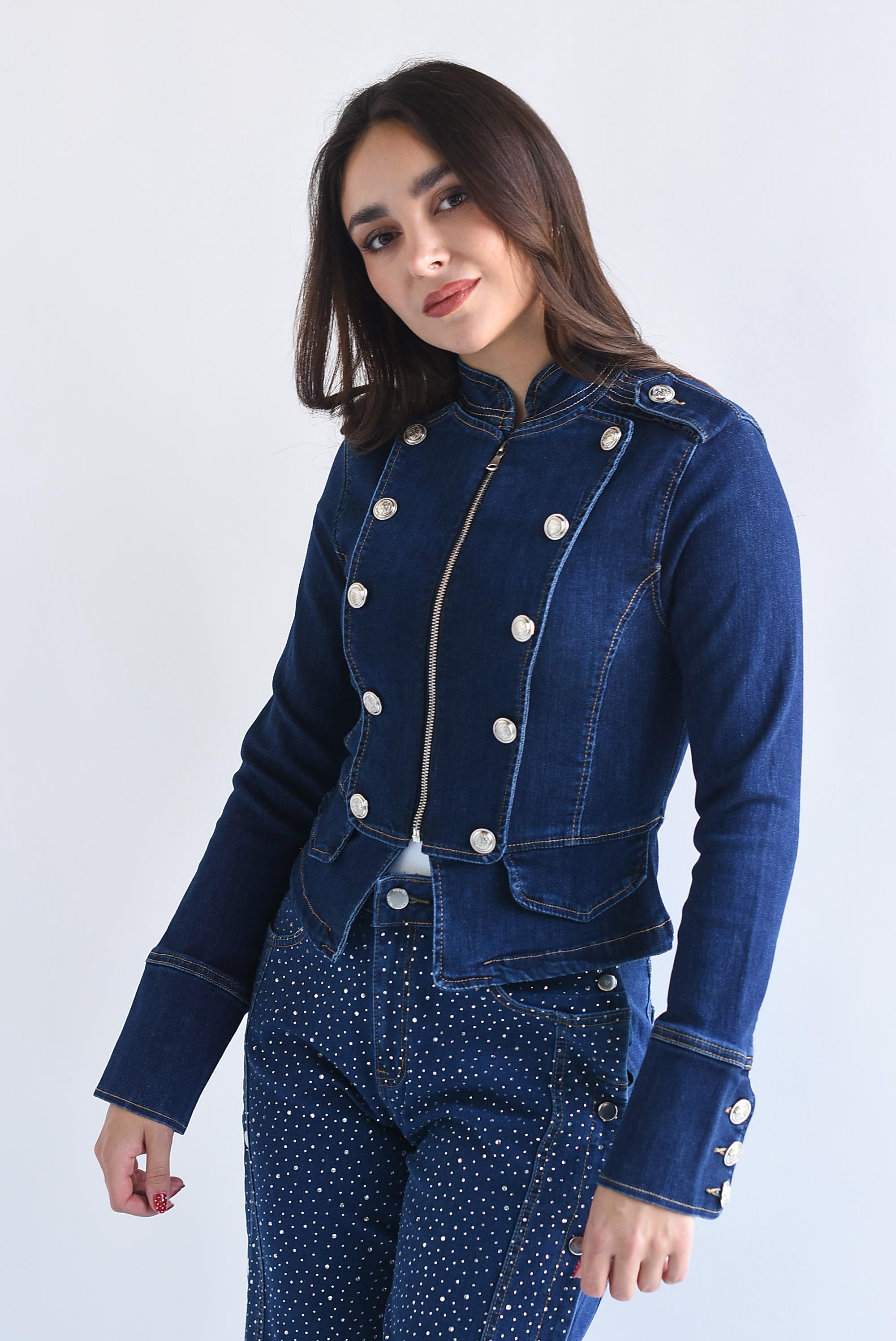 Blazer militar Denim cierre