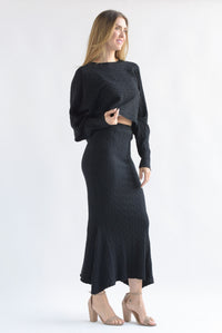 Fashion Styled Set Falda y Sweater punto ochos Negro