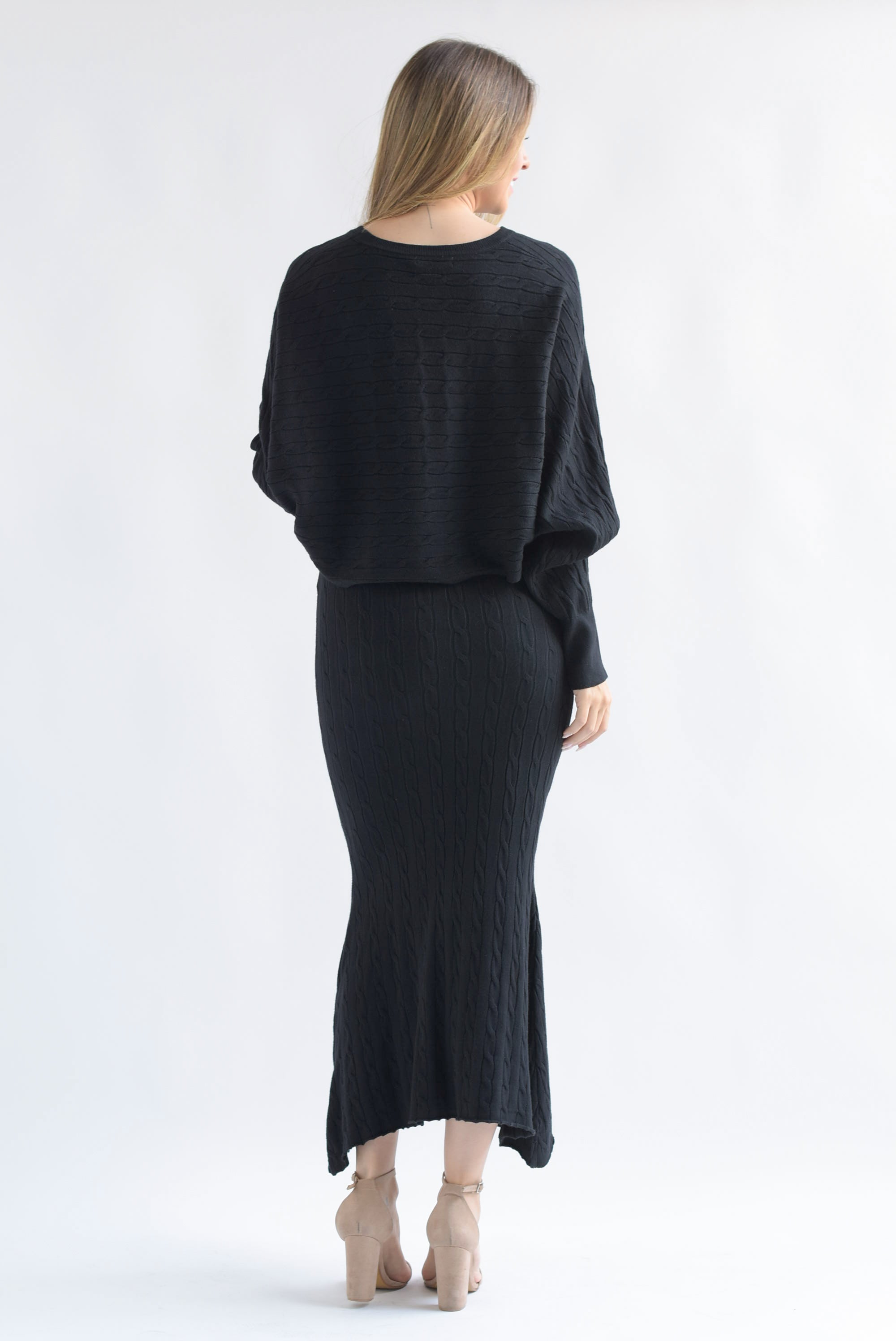 Set Falda y Sweater punto ochos Negro