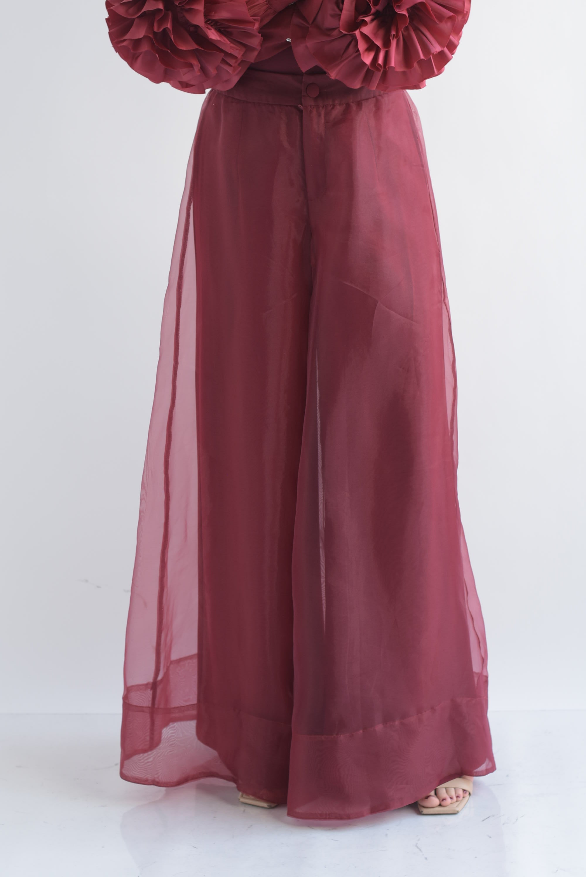 Pantalón doble pata de elefante gasa Cherry Red