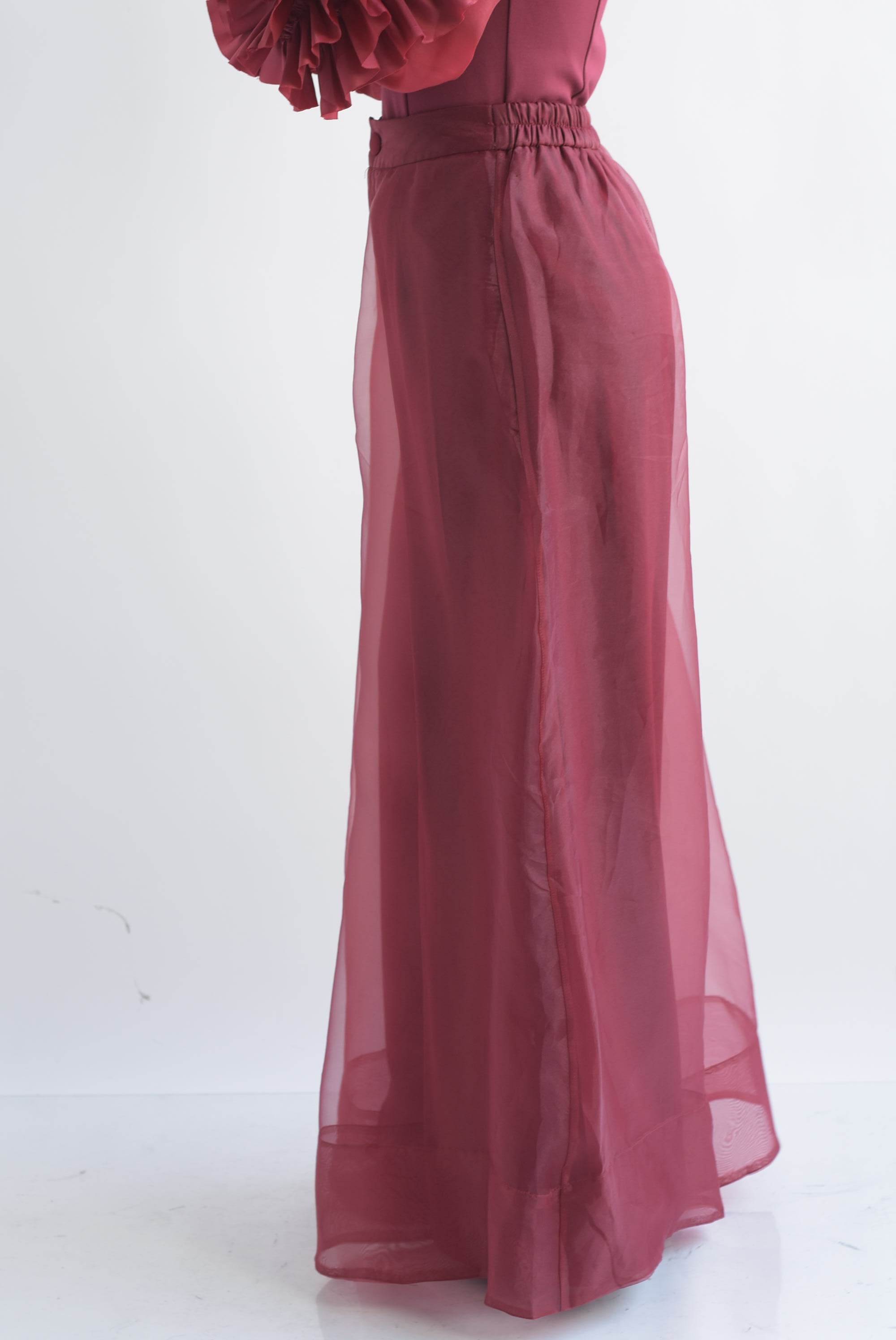 Pantalón doble pata de elefante gasa Cherry Red