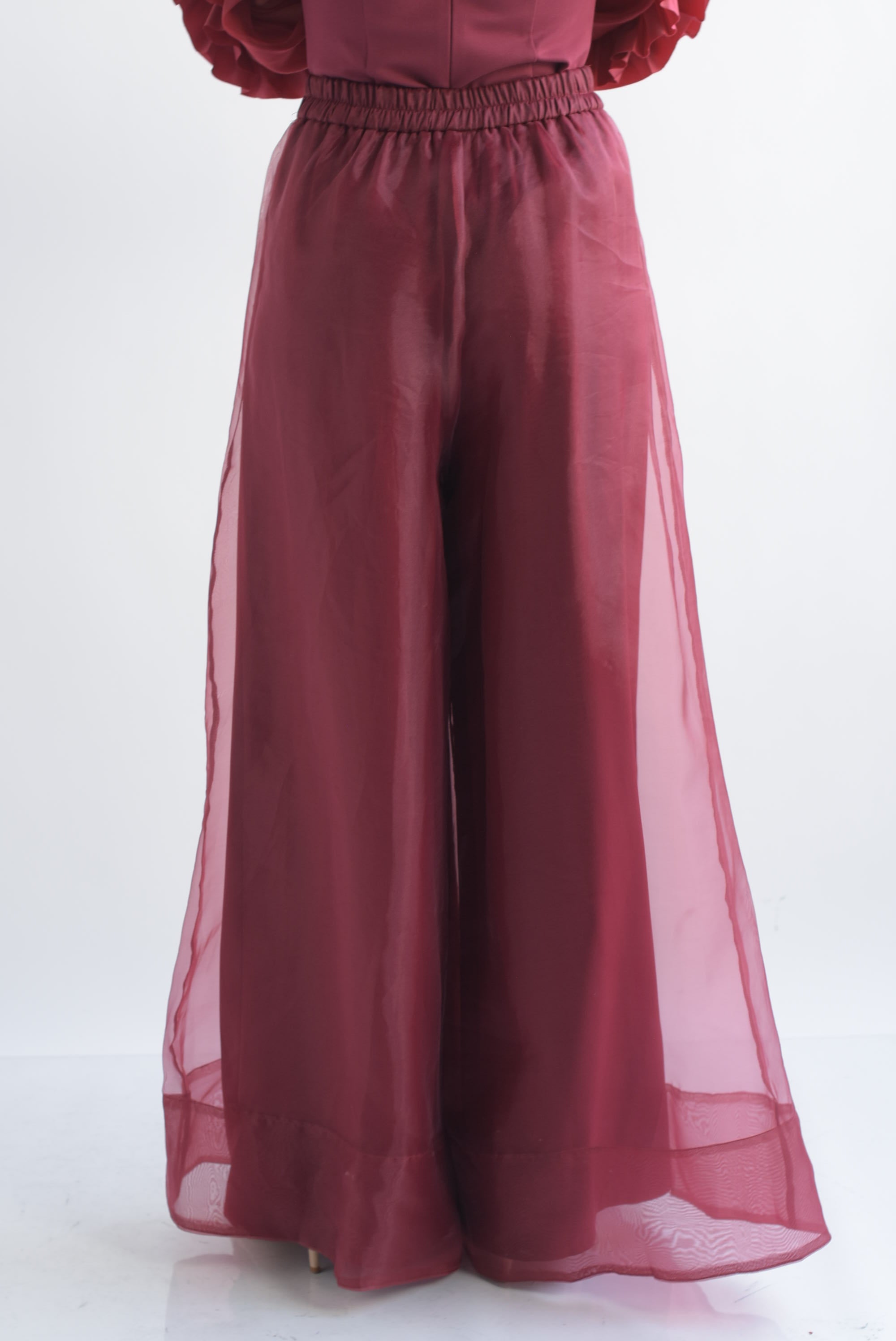 Pantalón doble pata de elefante gasa Cherry Red