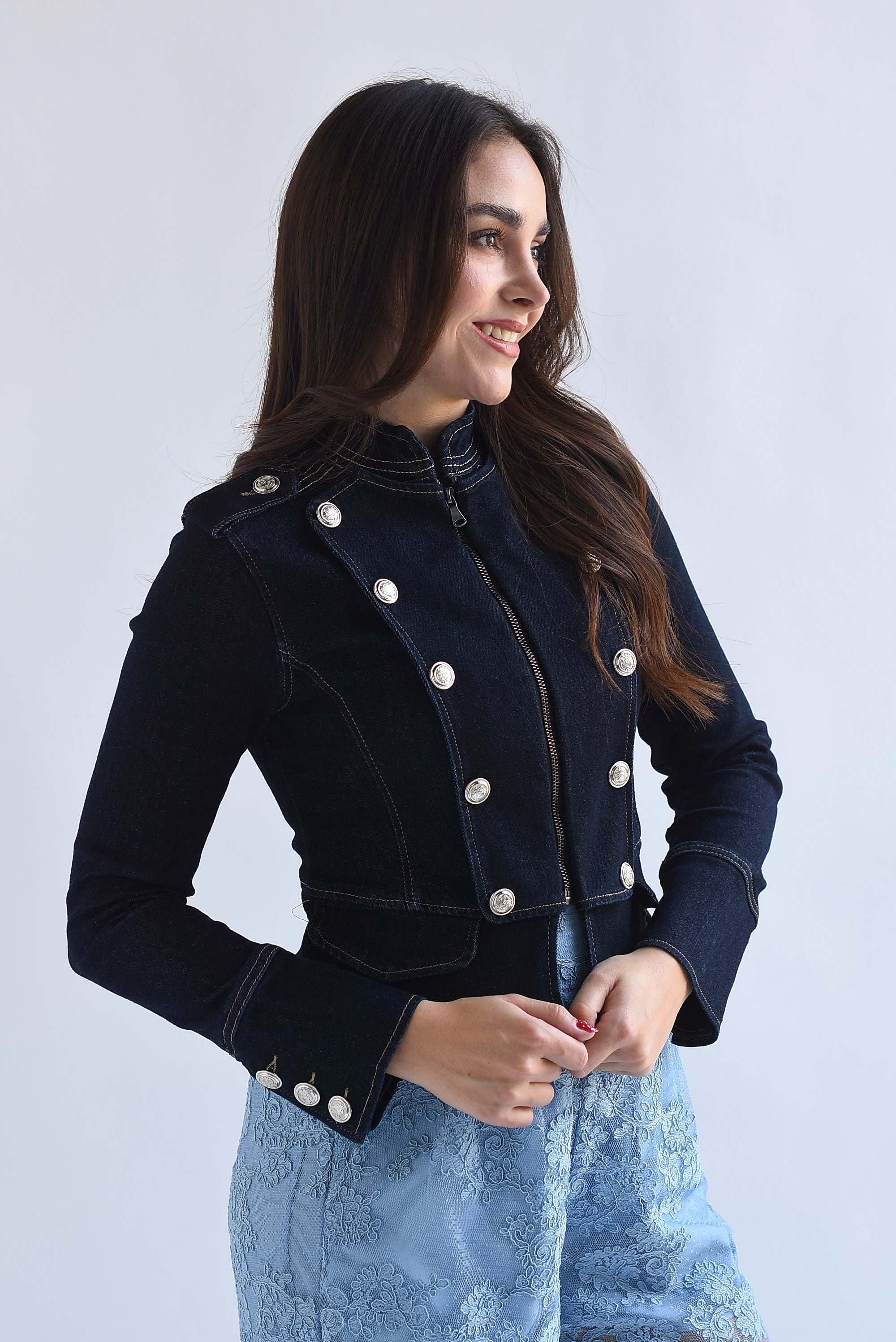 Blazer militar Denim cierre