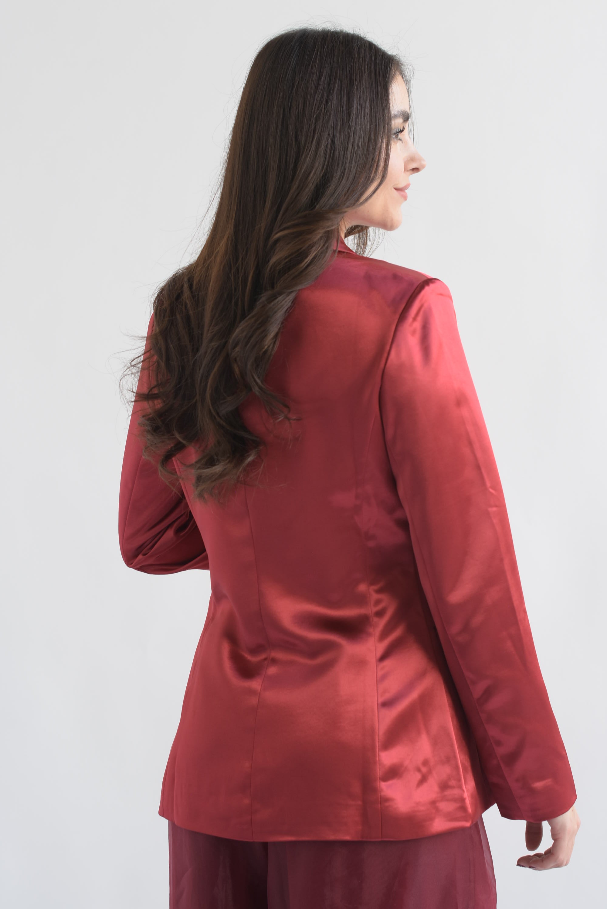 Blazer satín pinzas Rojo