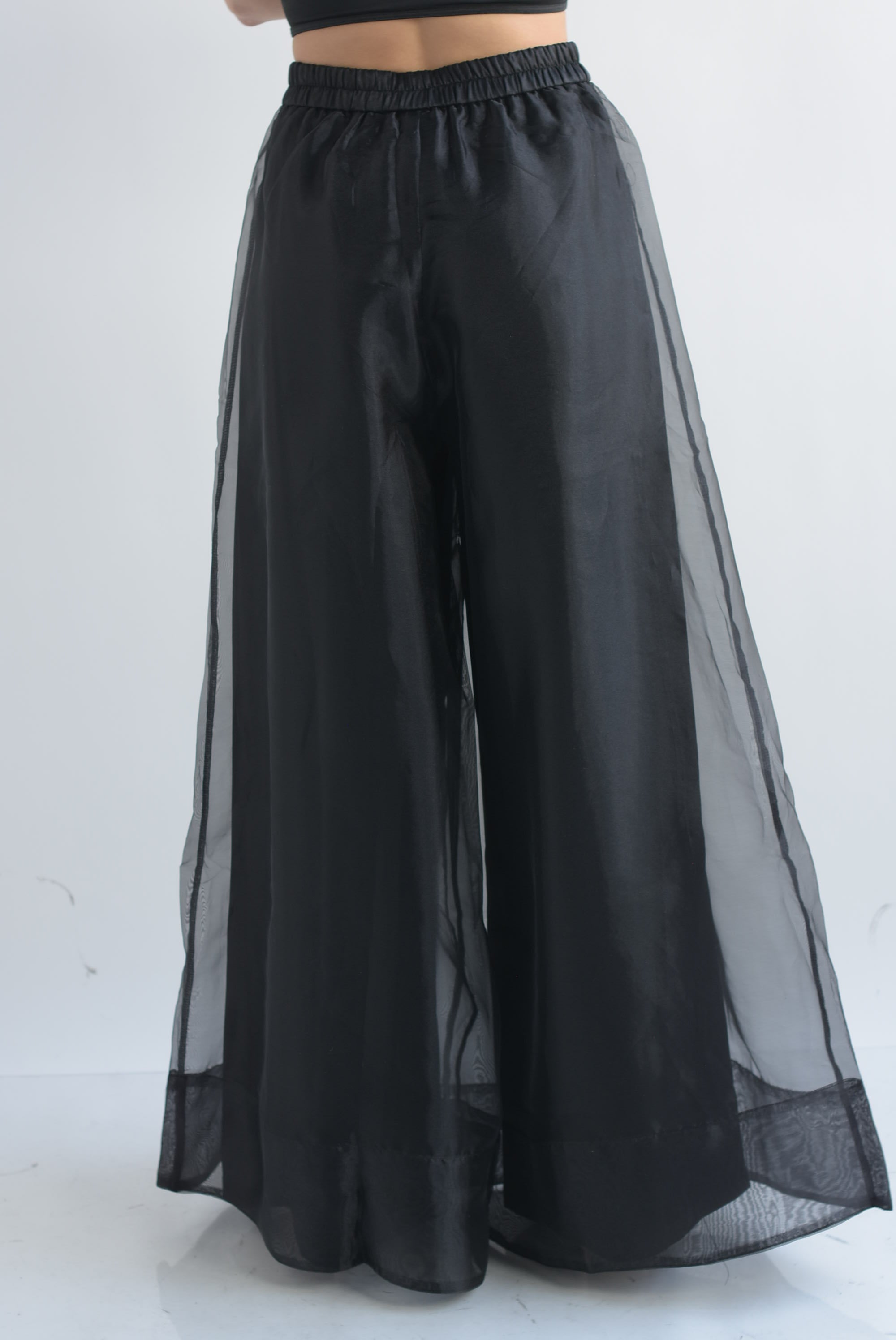 Pantalón doble pata de elefante gasa Negro