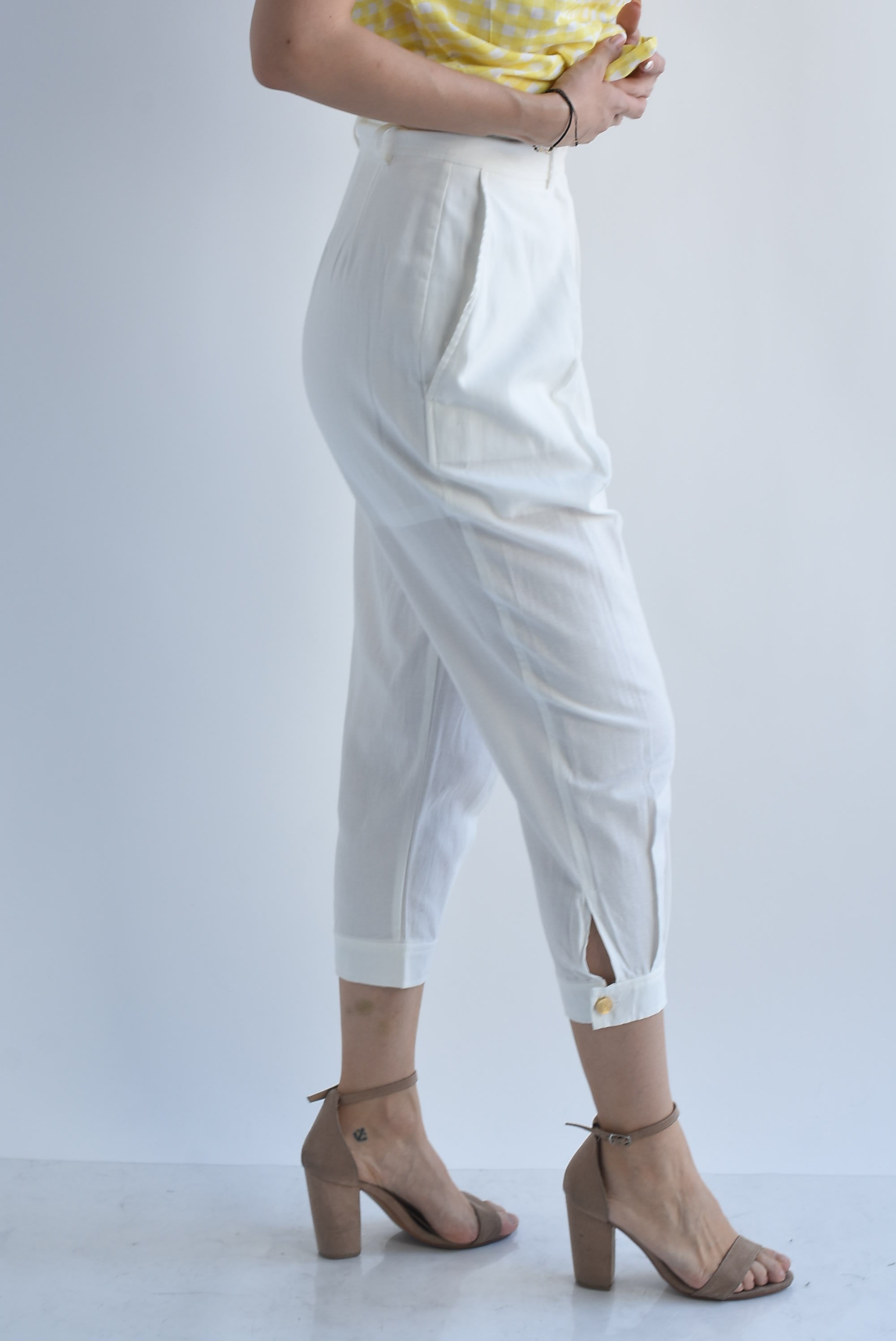 Pantalón globo pinzas tipo lino