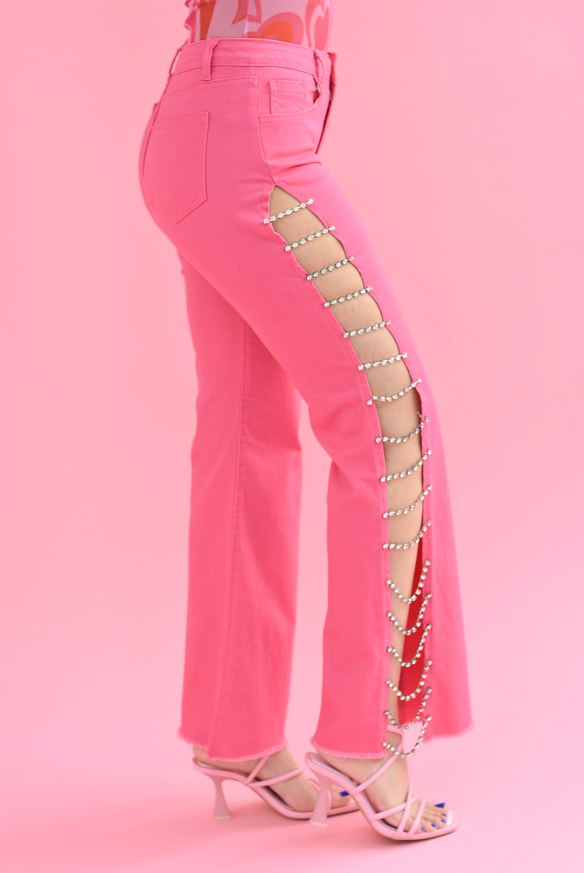 Jeans cut-out brillos Fiusha