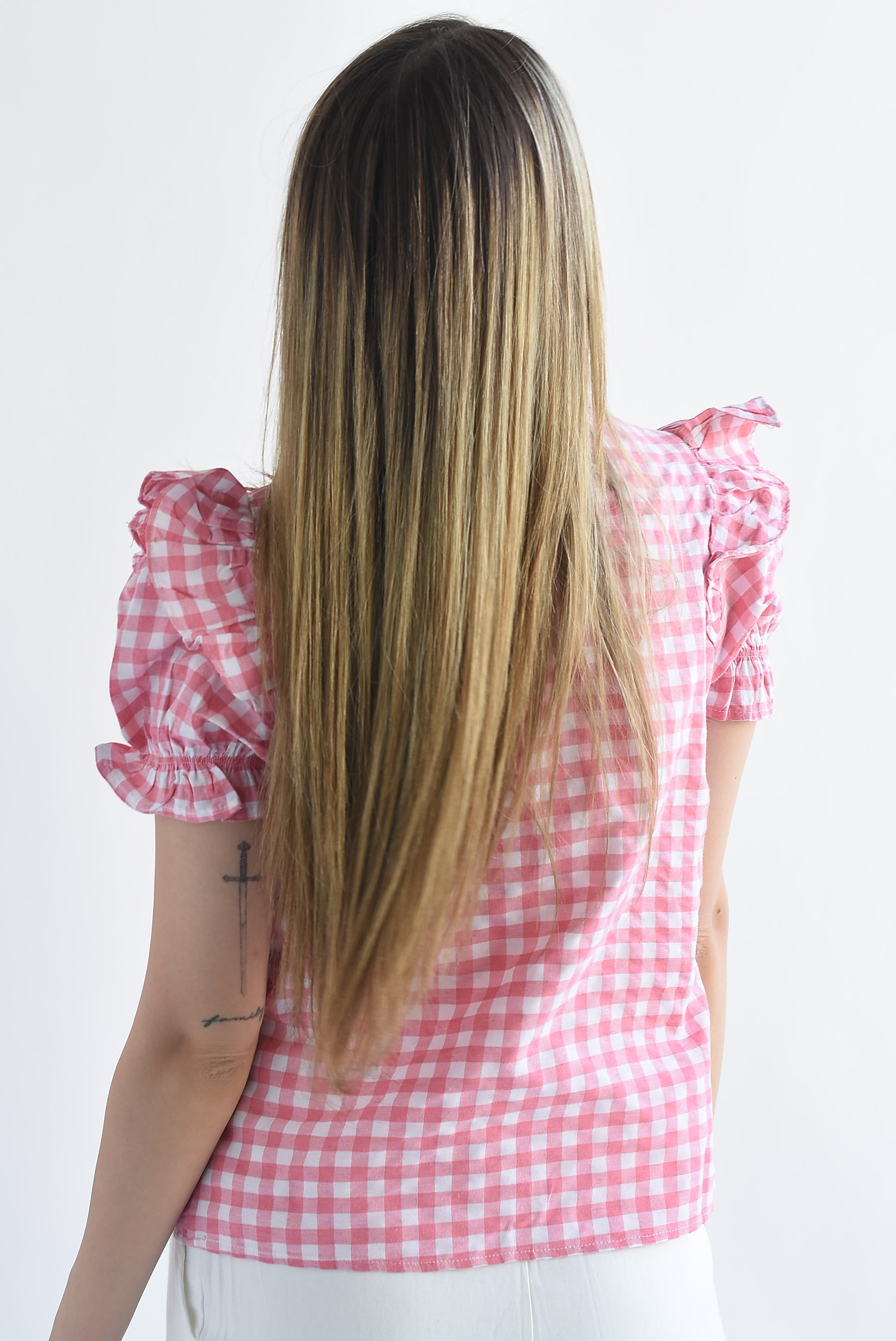 Blusa manga puffy cuadro vichy